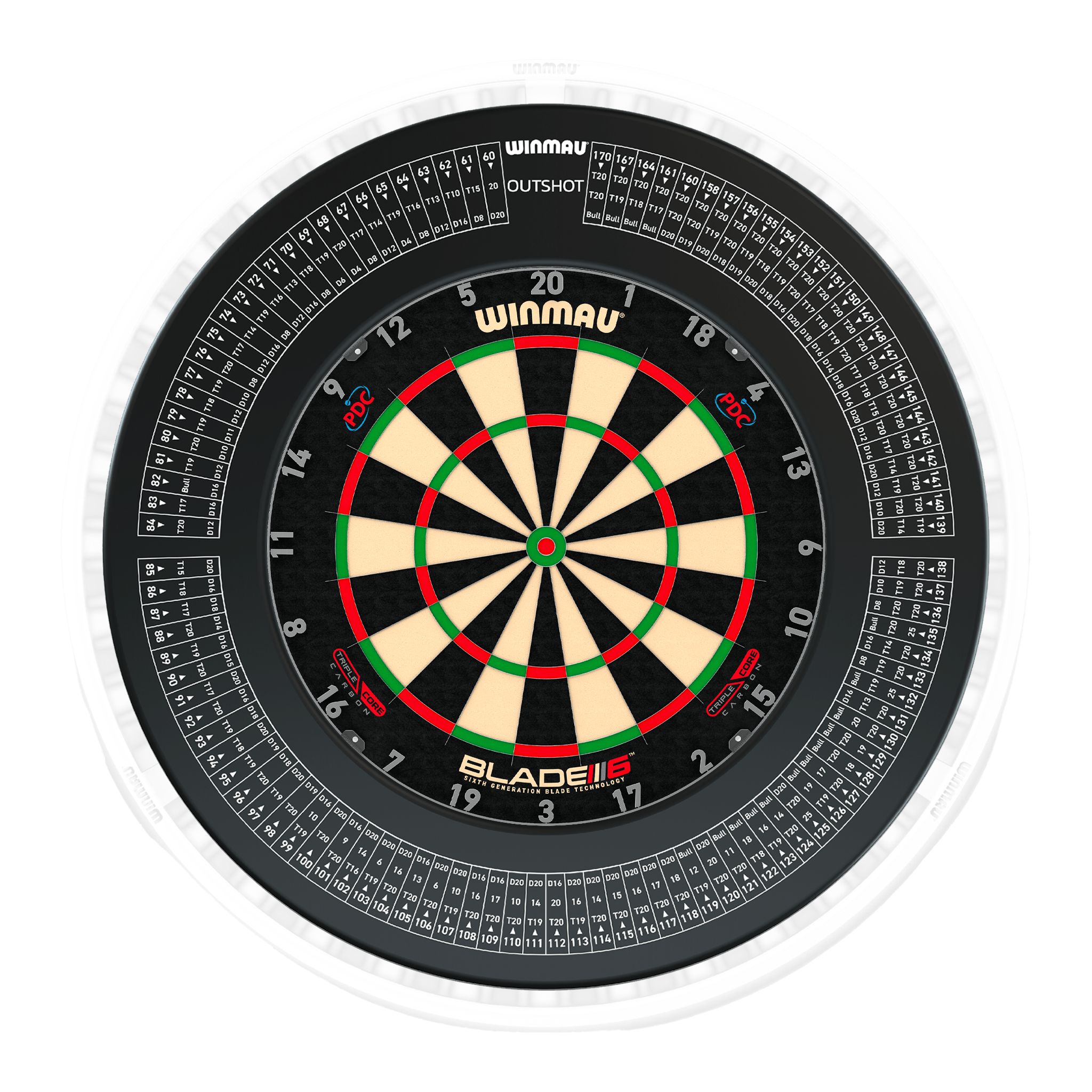 Blade 6 Dartboard, Surround & Ice White Plasma Light Bundle