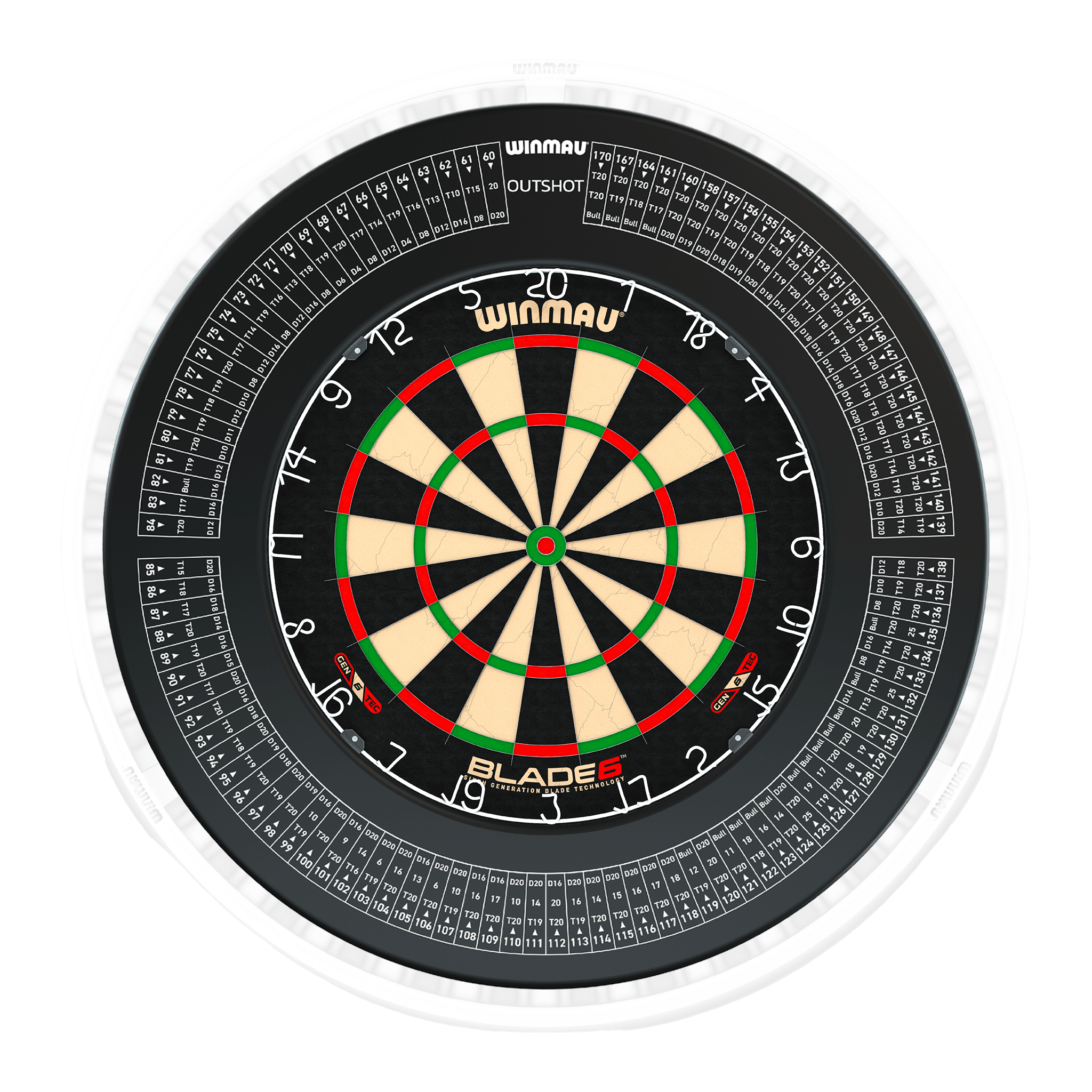 Blade 6 Dartboard, Surround & Ice White Plasma Light Bundle