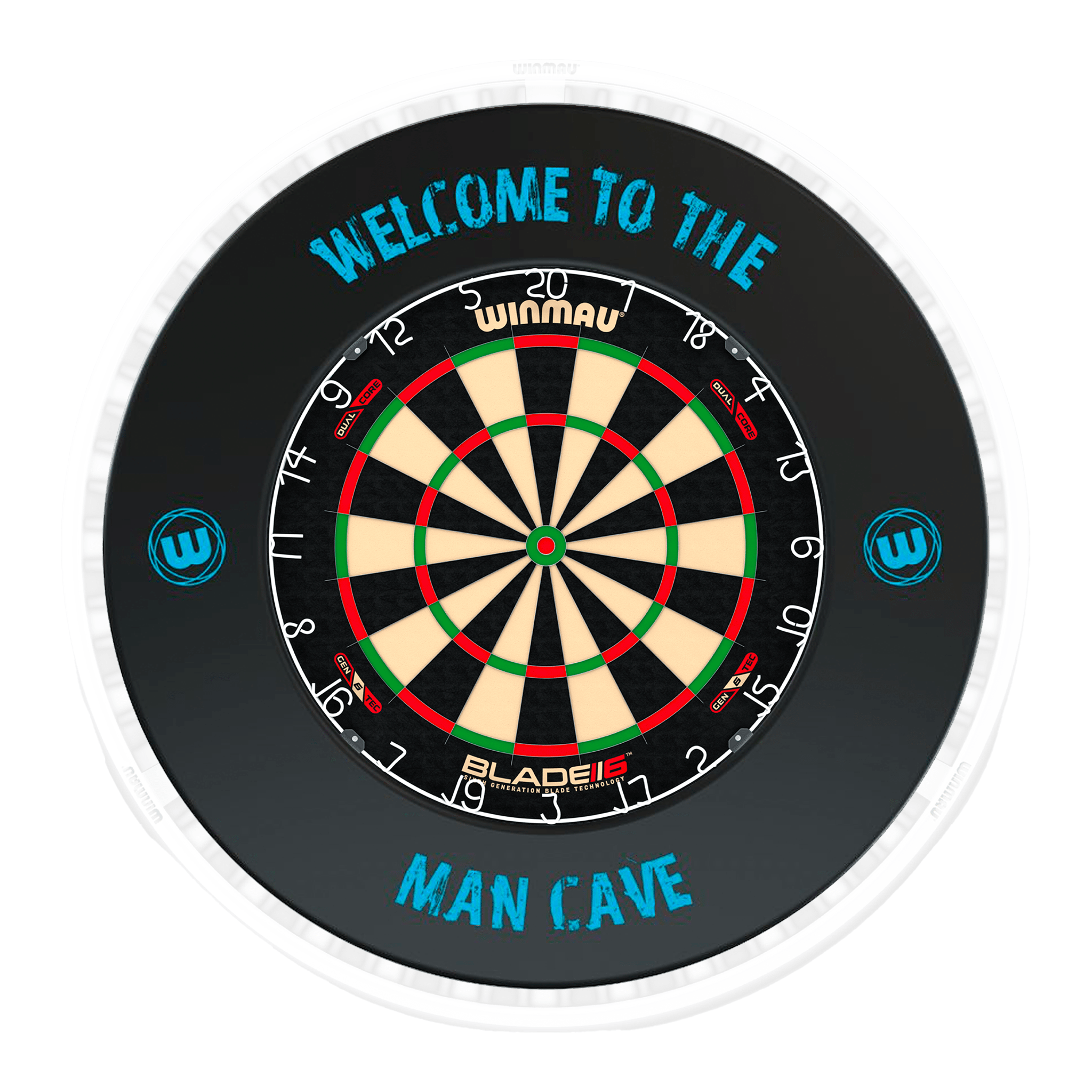 Blade 6 Dartboard, Surround & Ice White Plasma Light Bundle
