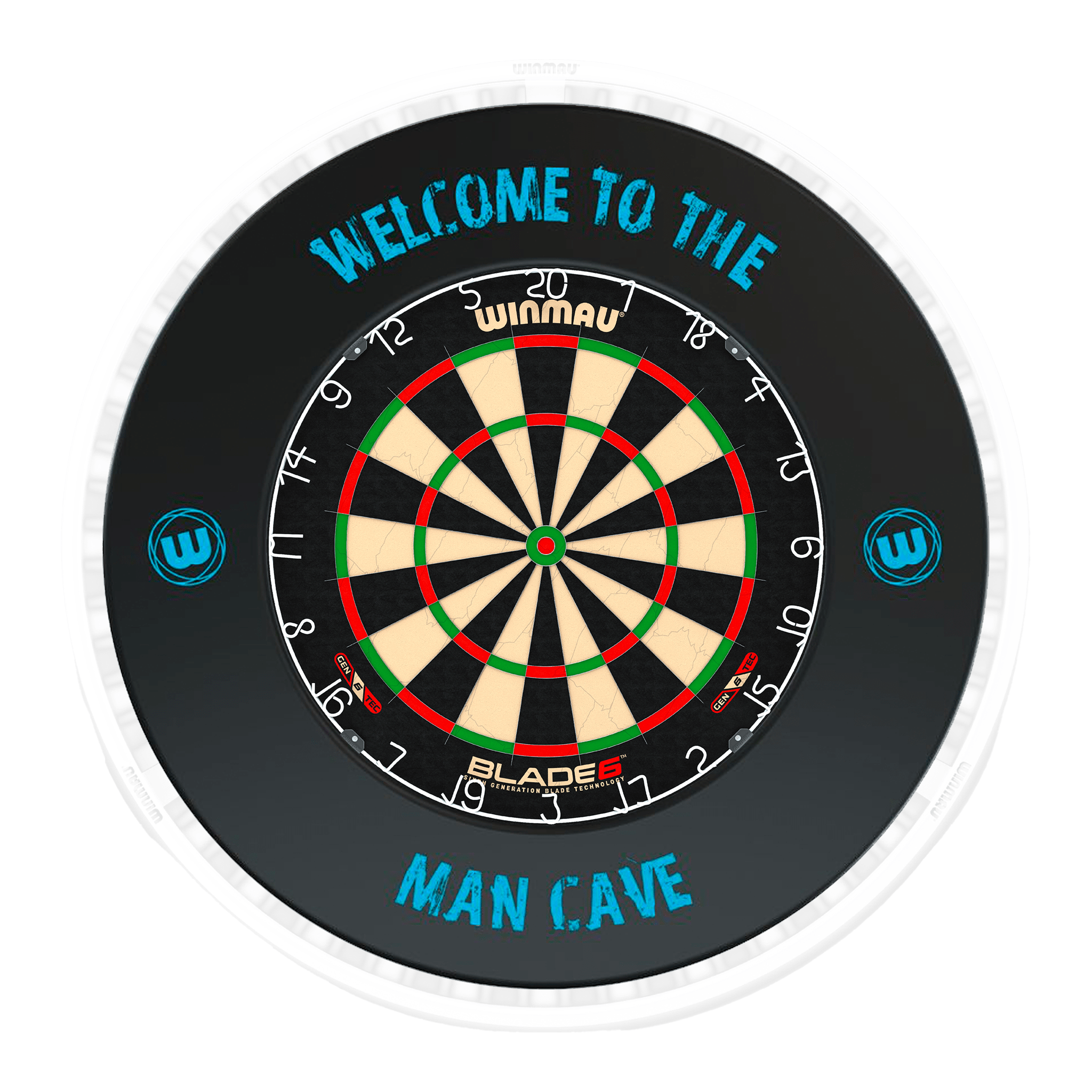 Blade 6 Dartboard, Surround & Ice White Plasma Light Bundle