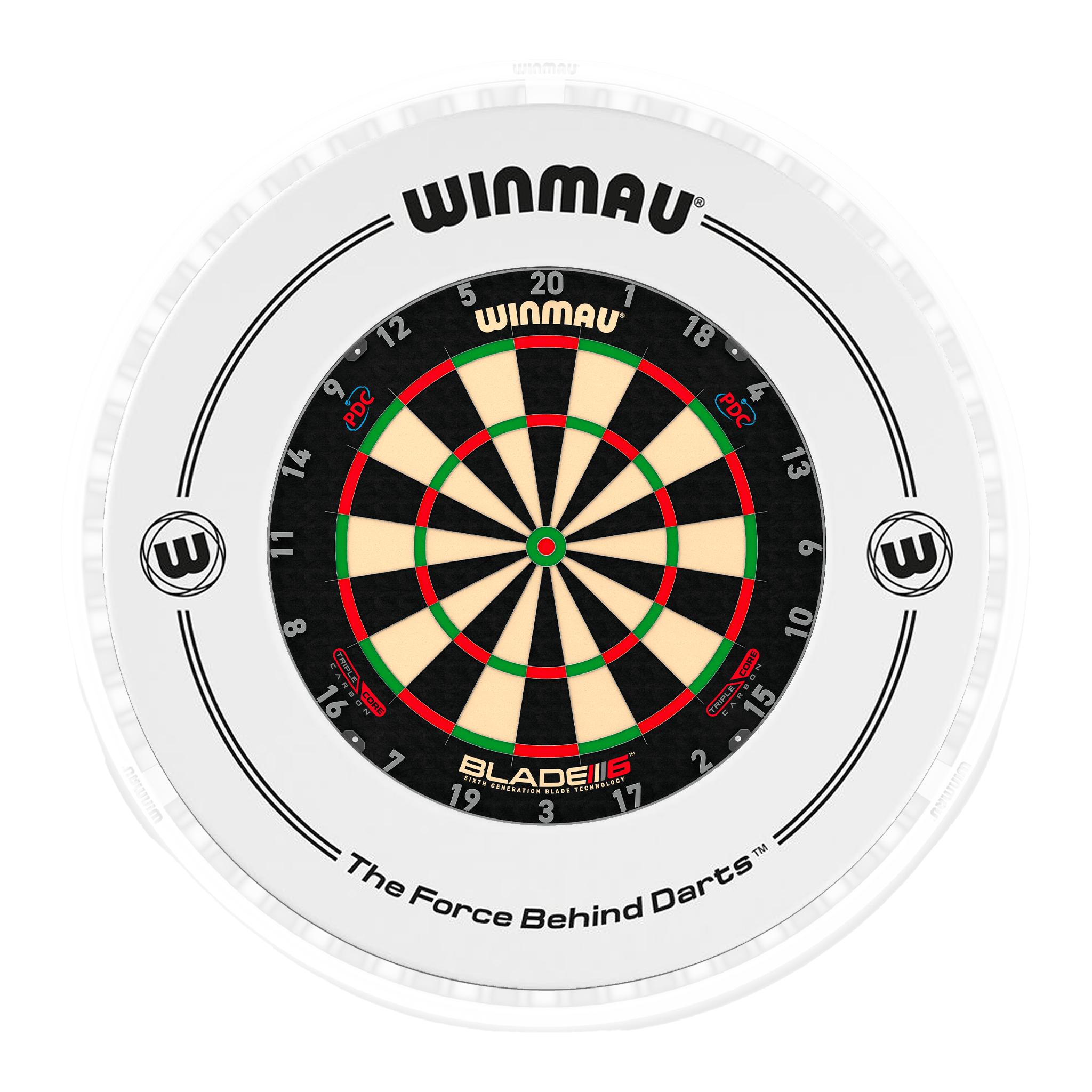 Blade 6 Dartboard, Surround & Ice White Plasma Light Bundle