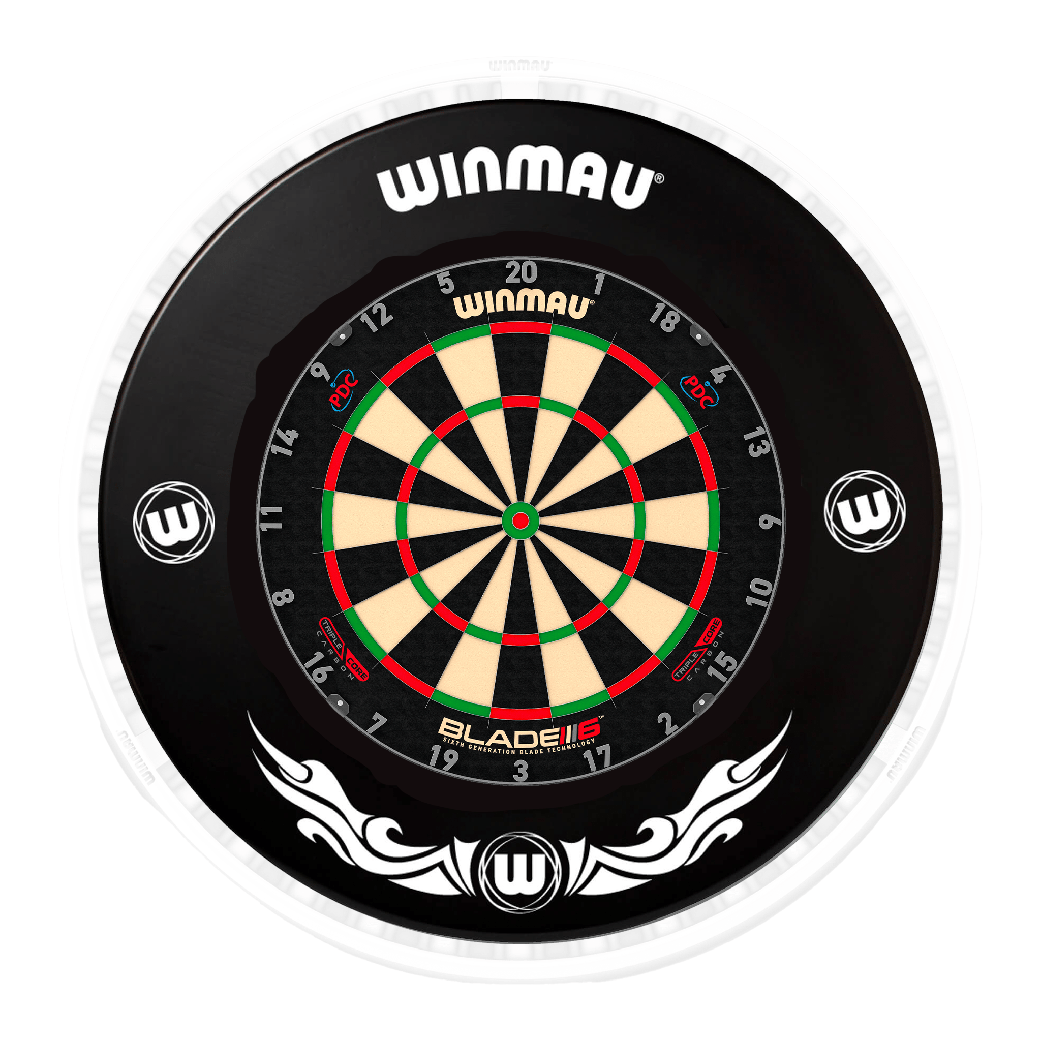 Blade 6 Dartboard, Surround & Ice White Plasma Light Bundle
