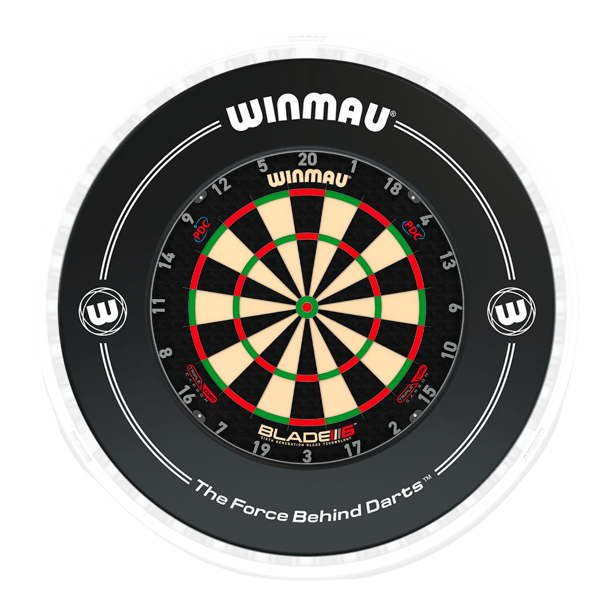 Blade 6 Dartboard, Surround & Ice White Plasma Light Bundle