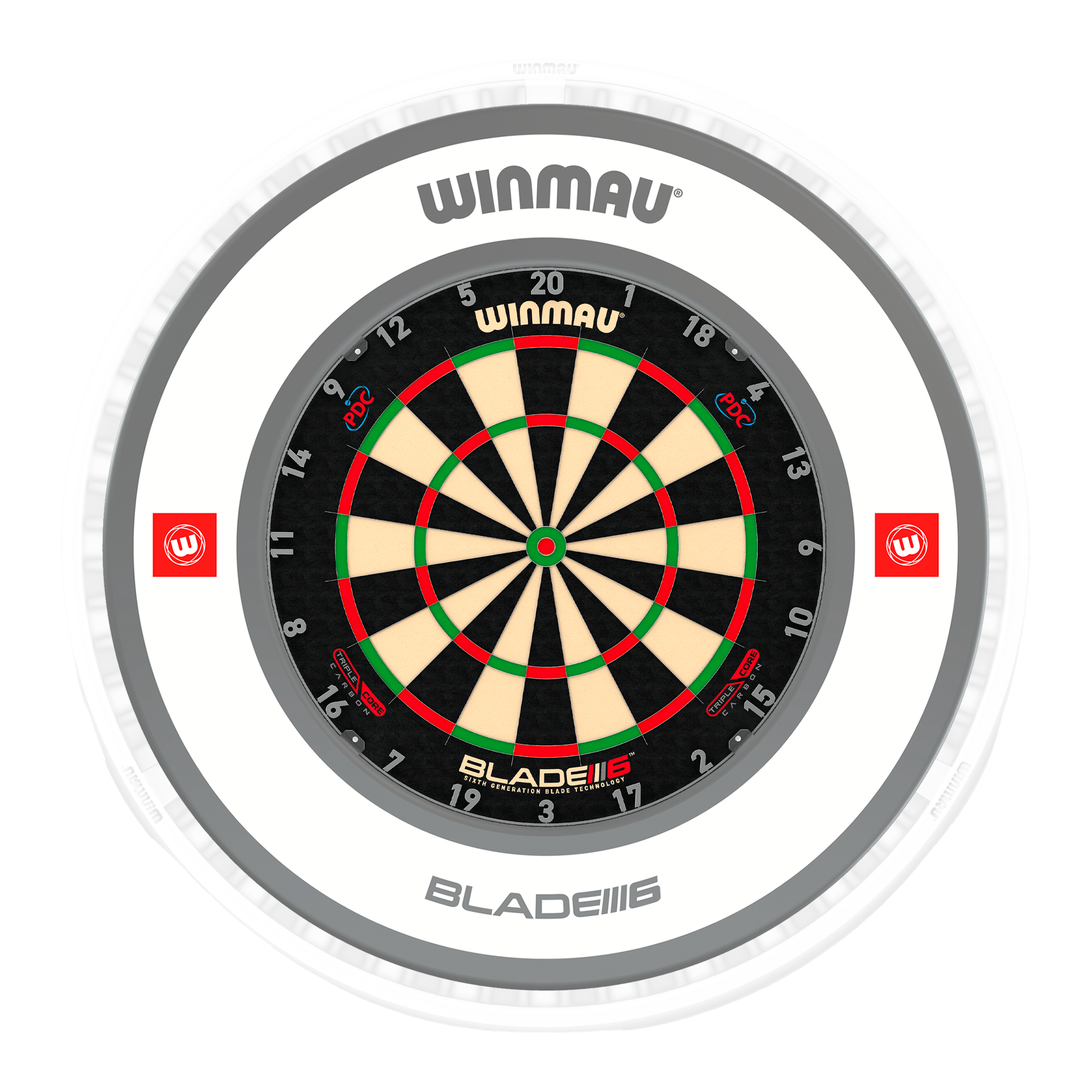 Blade 6 Dartboard, Surround & Ice White Plasma Light Bundle