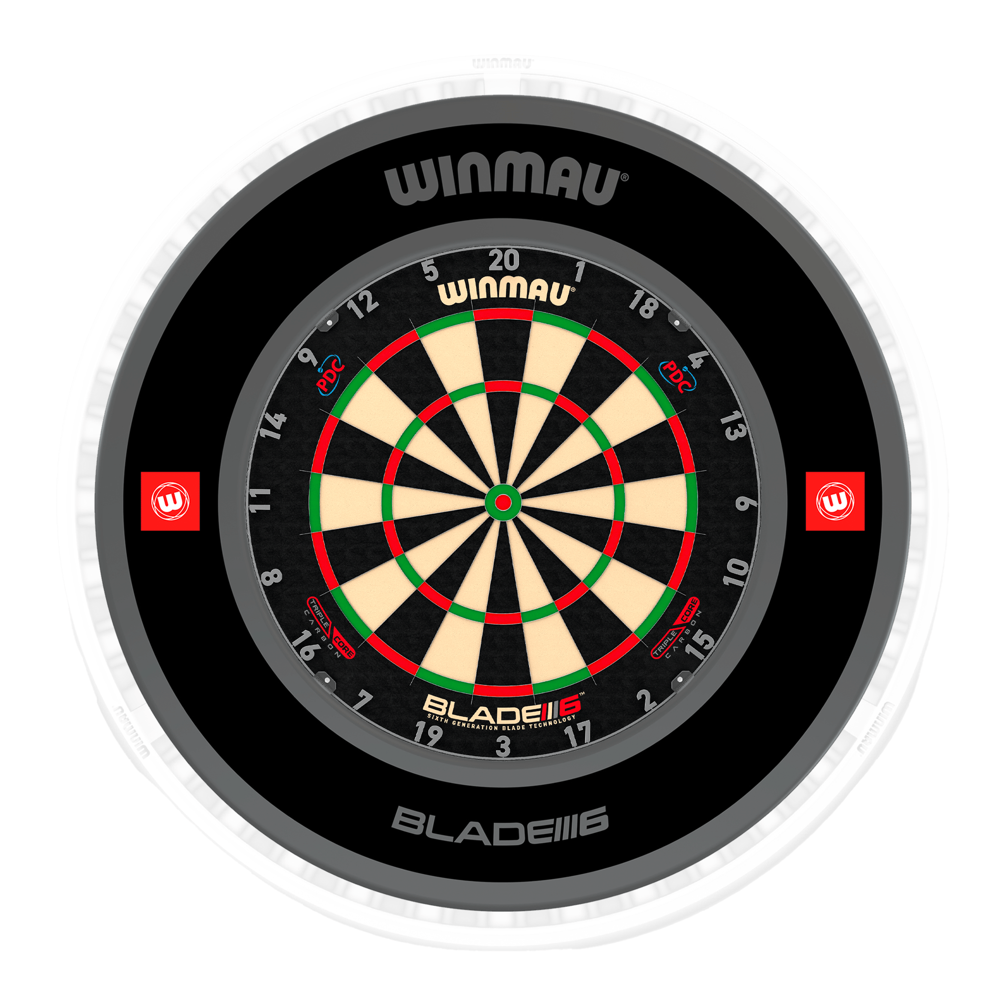 Blade 6 Dartboard, Surround & Ice White Plasma Light Bundle