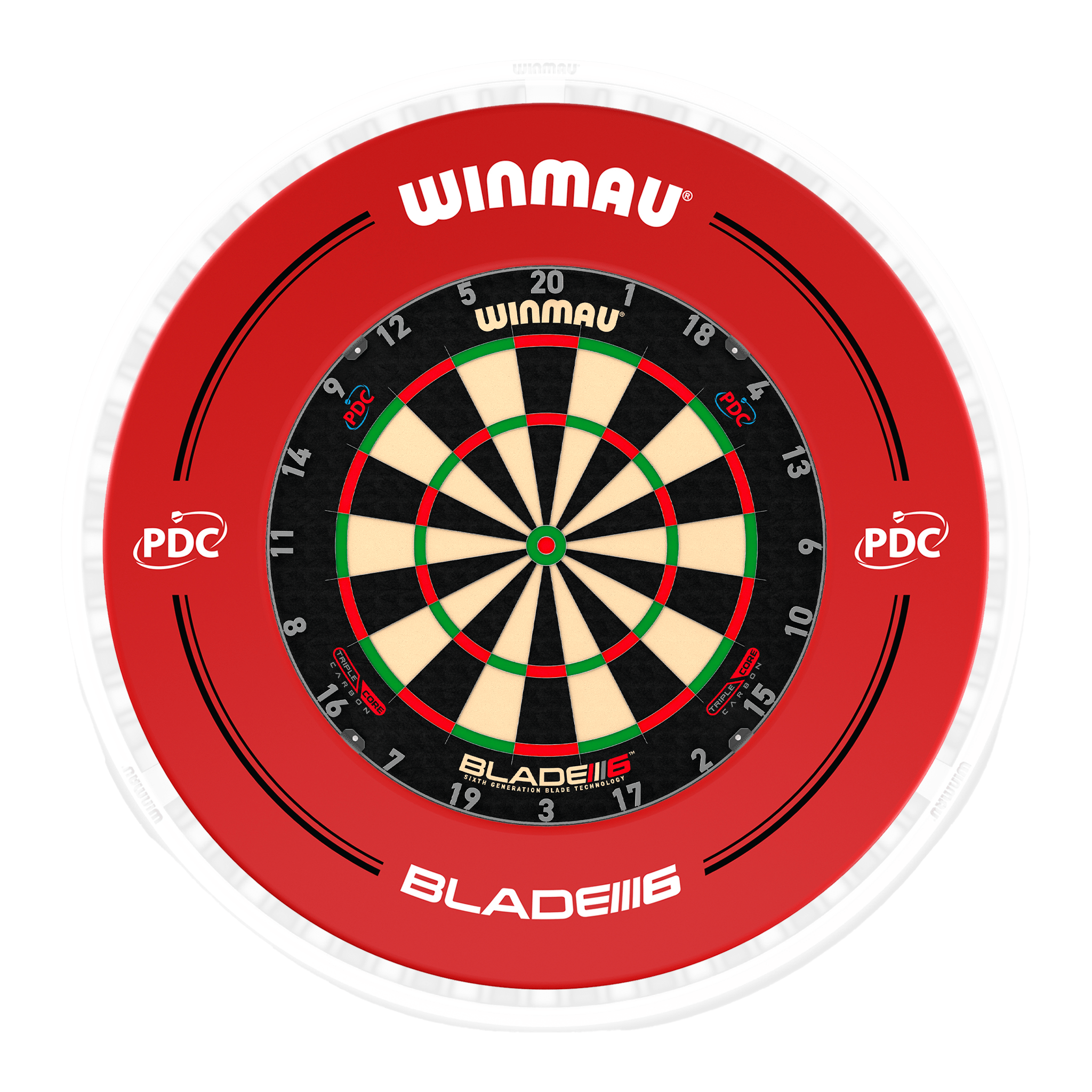 Blade 6 Dartboard, Surround & Ice White Plasma Light Bundle