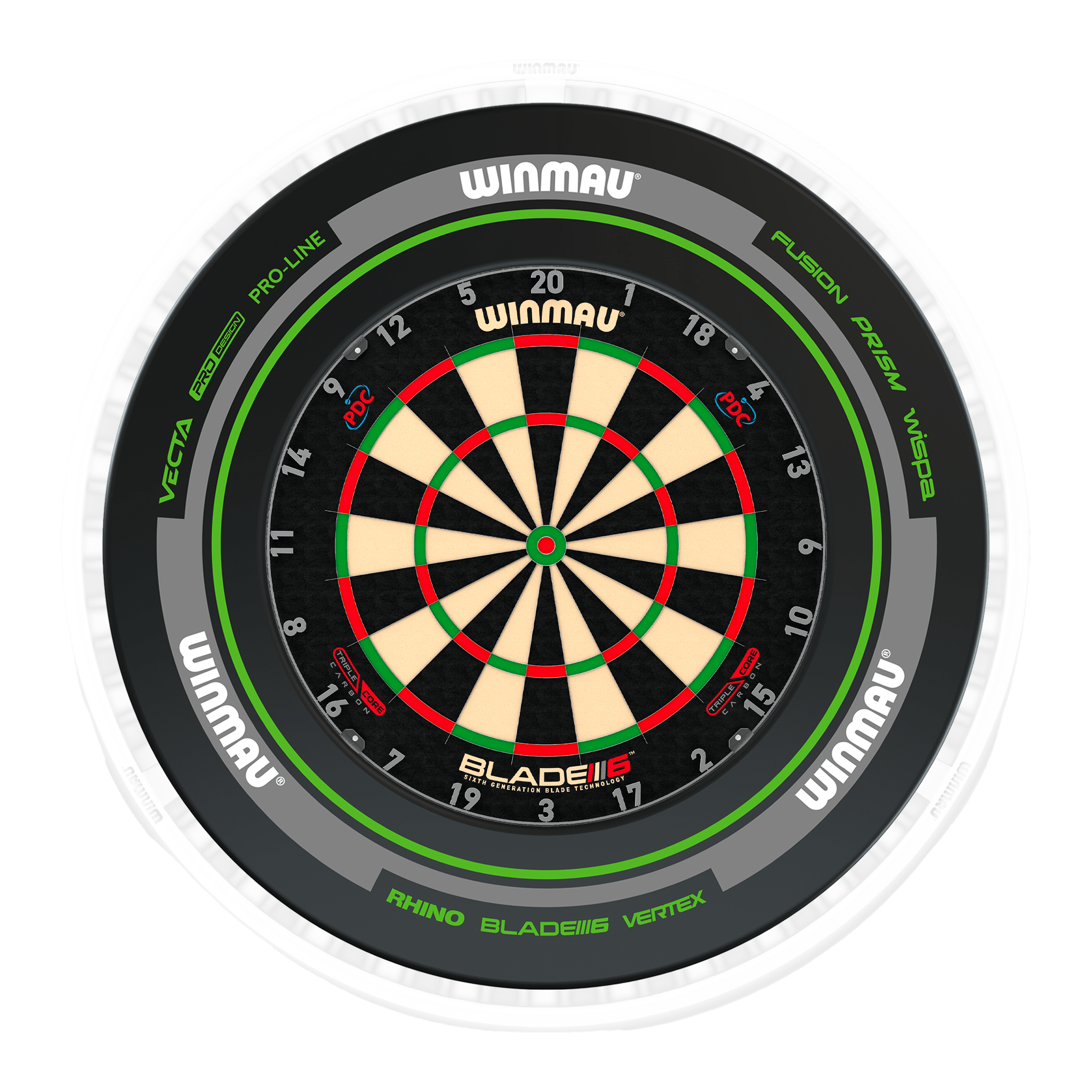 Blade 6 Dartboard, Surround & Ice White Plasma Light Bundle