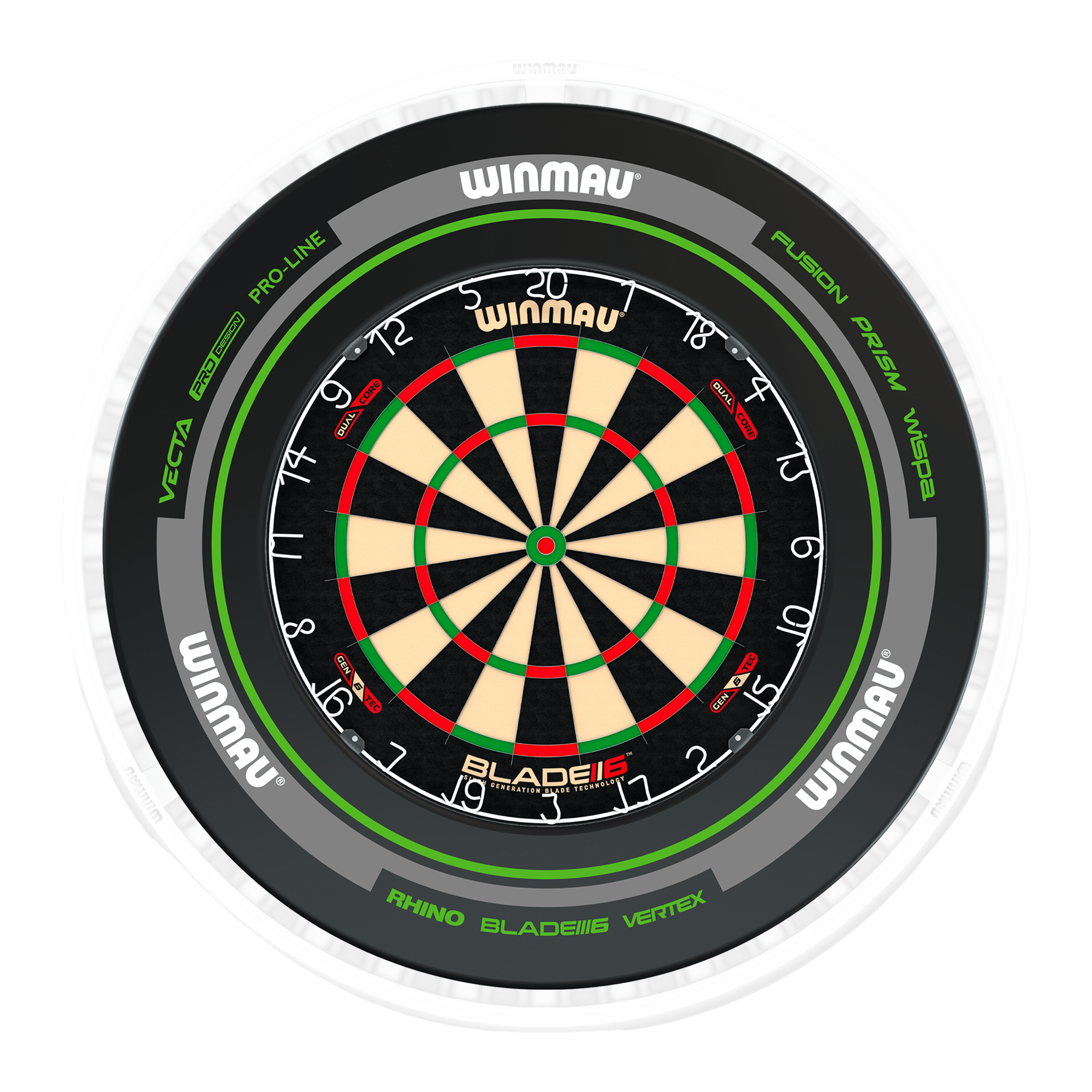 Blade 6 Dartboard, Surround & Ice White Plasma Light Bundle