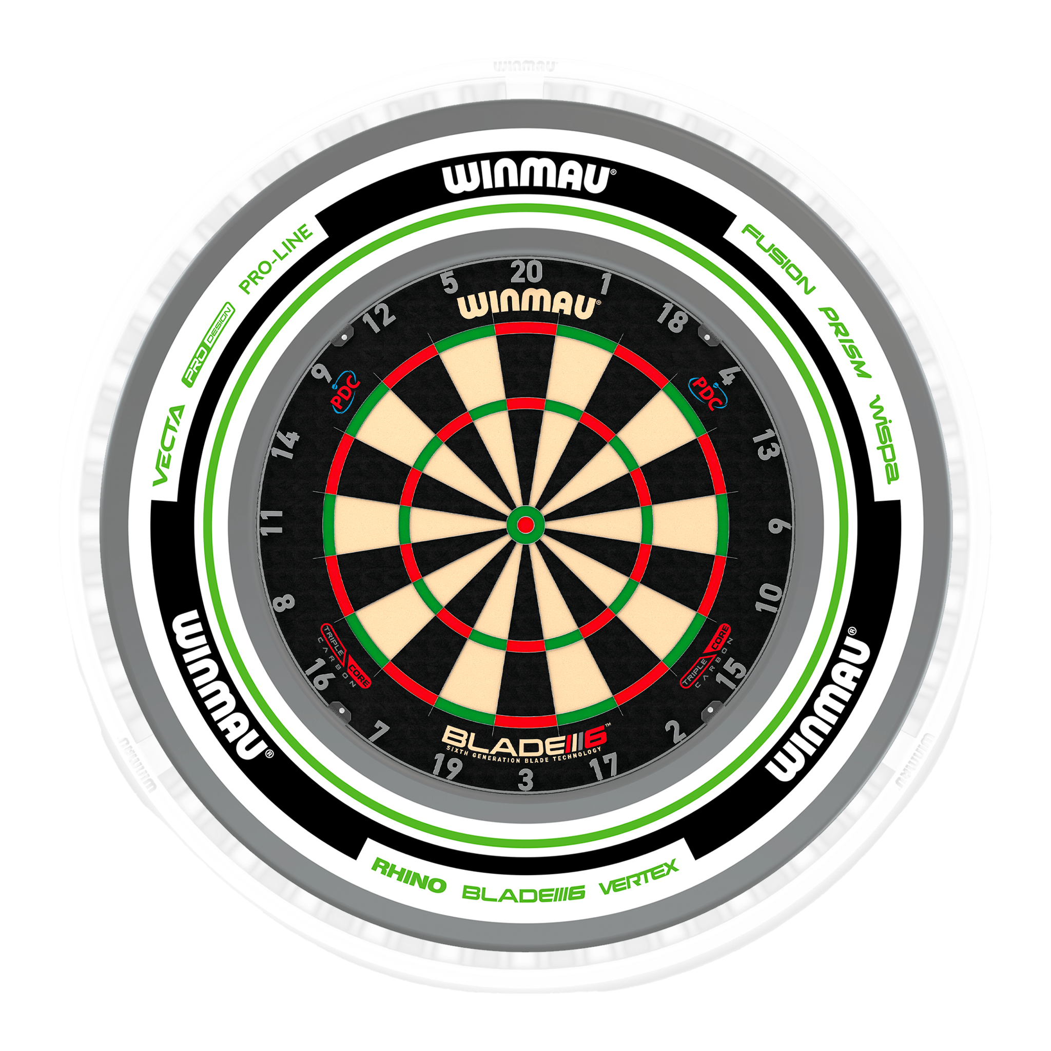 Blade 6 Dartboard, Surround & Ice White Plasma Light Bundle