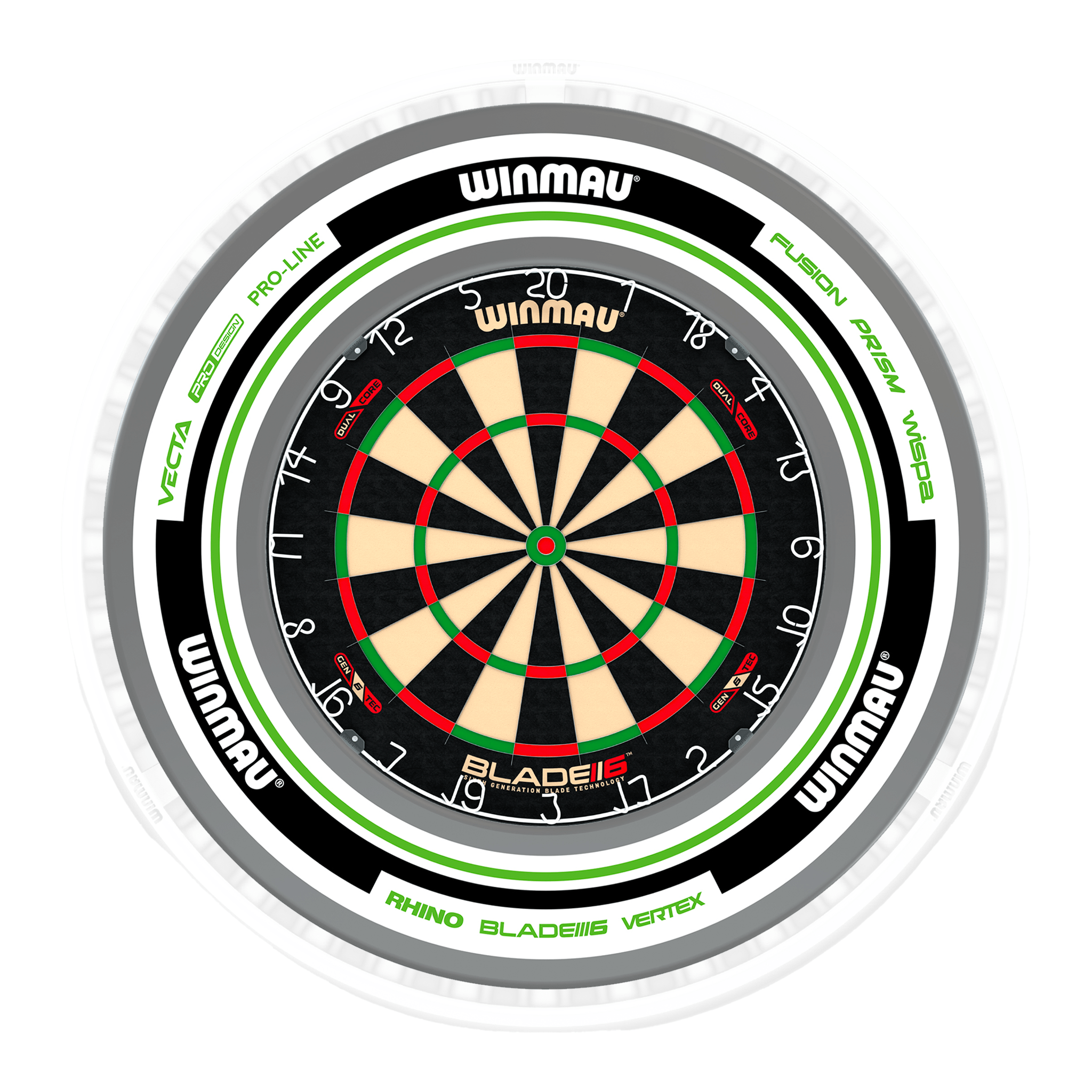 Blade 6 Dartboard, Surround & Ice White Plasma Light Bundle