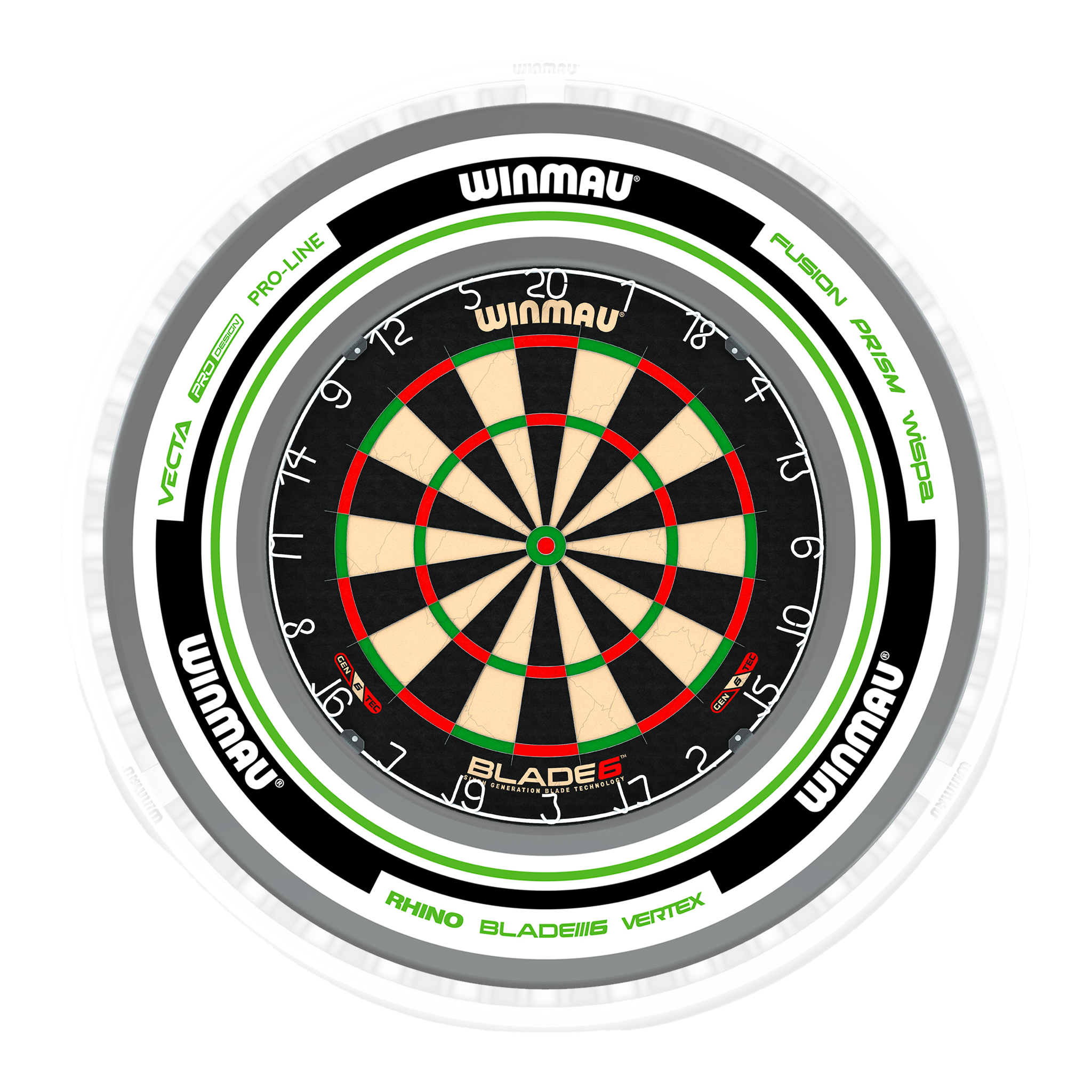 Blade 6 Dartboard, Surround & Ice White Plasma Light Bundle