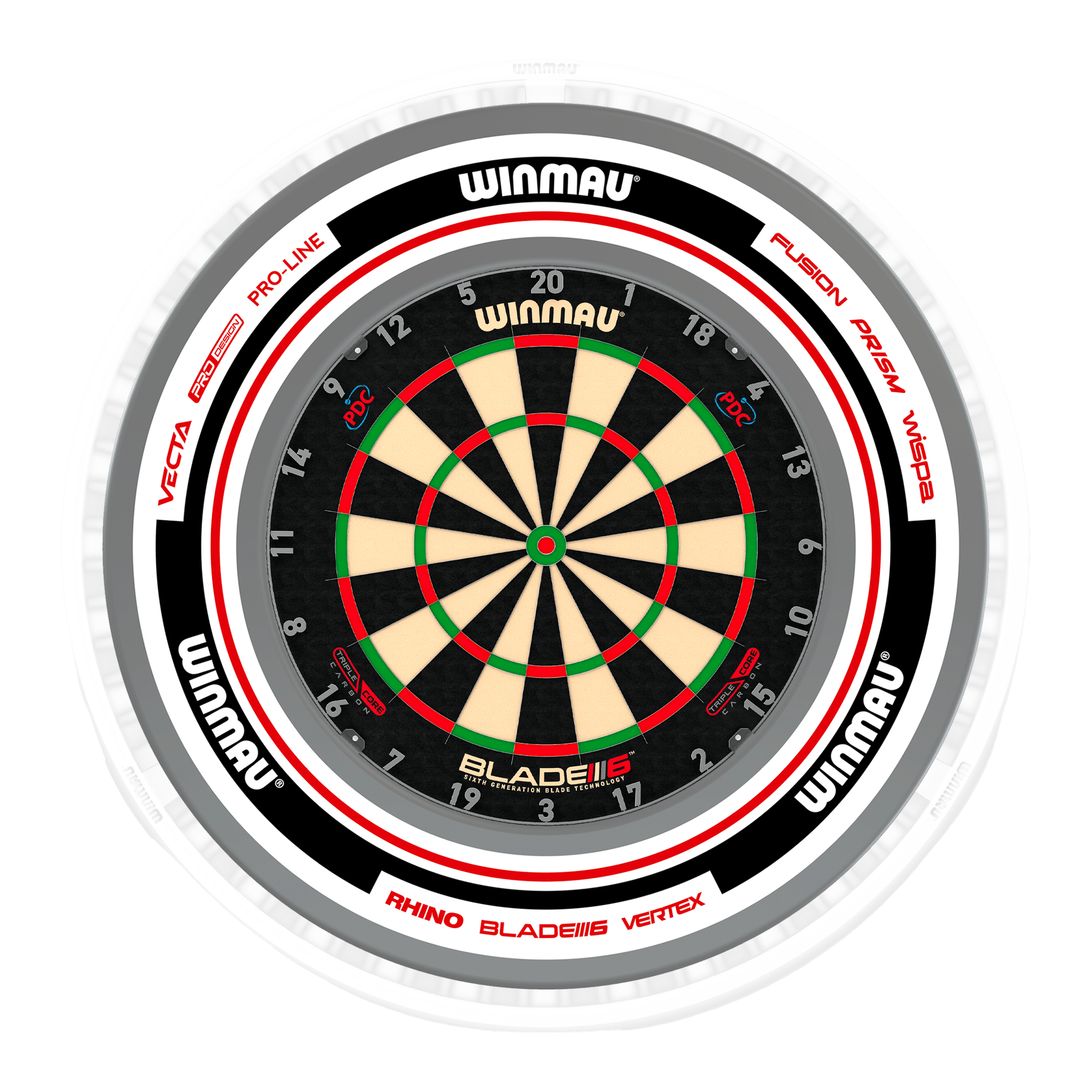 Blade 6 Dartboard, Surround & Ice White Plasma Light Bundle