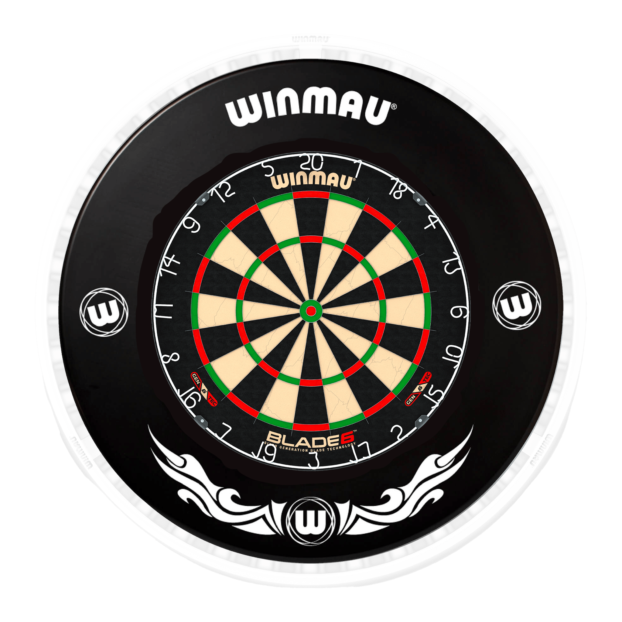 Blade 6 Dartboard, Surround & Ice White Plasma Light Bundle