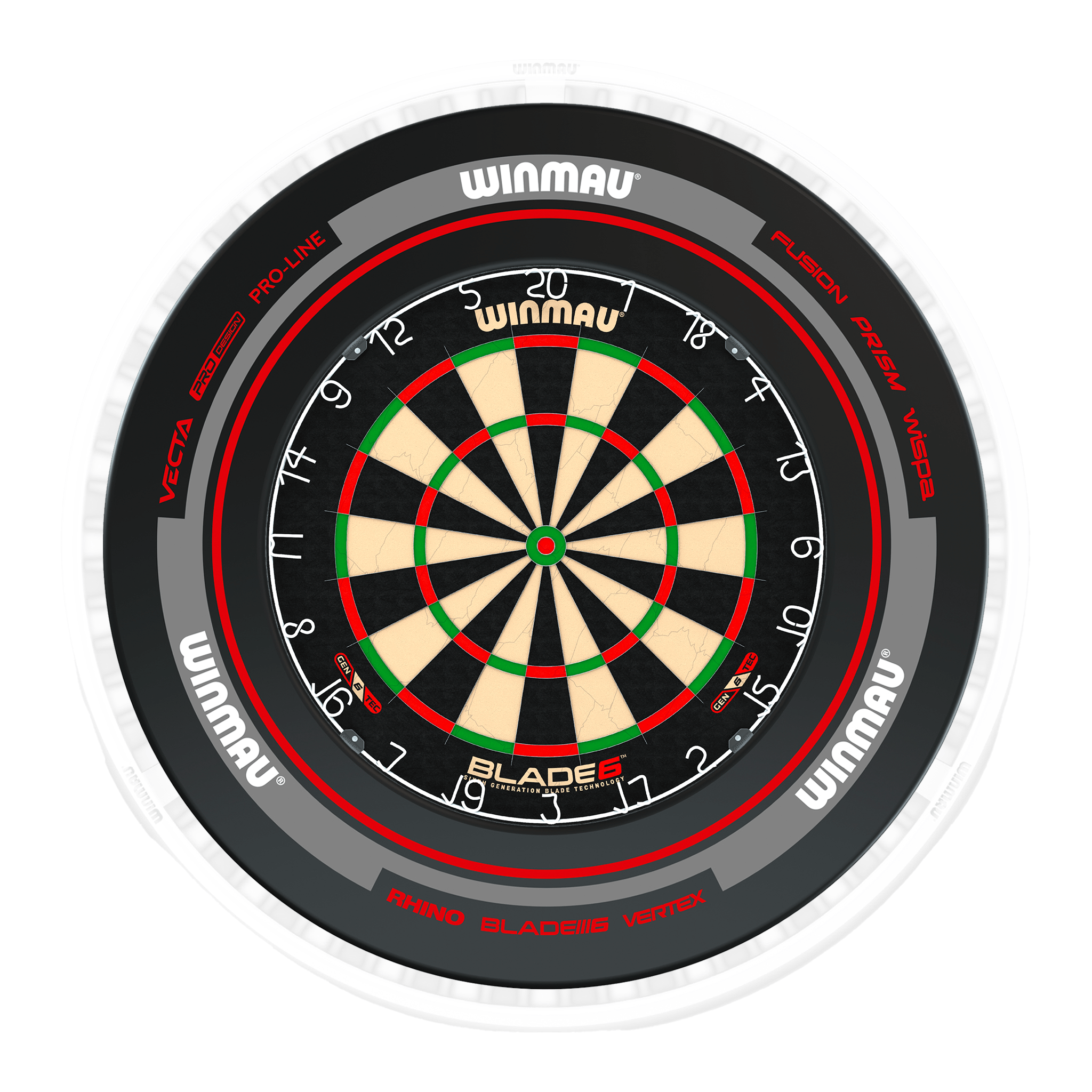 Blade 6 Dartboard, Surround & Ice White Plasma Light Bundle