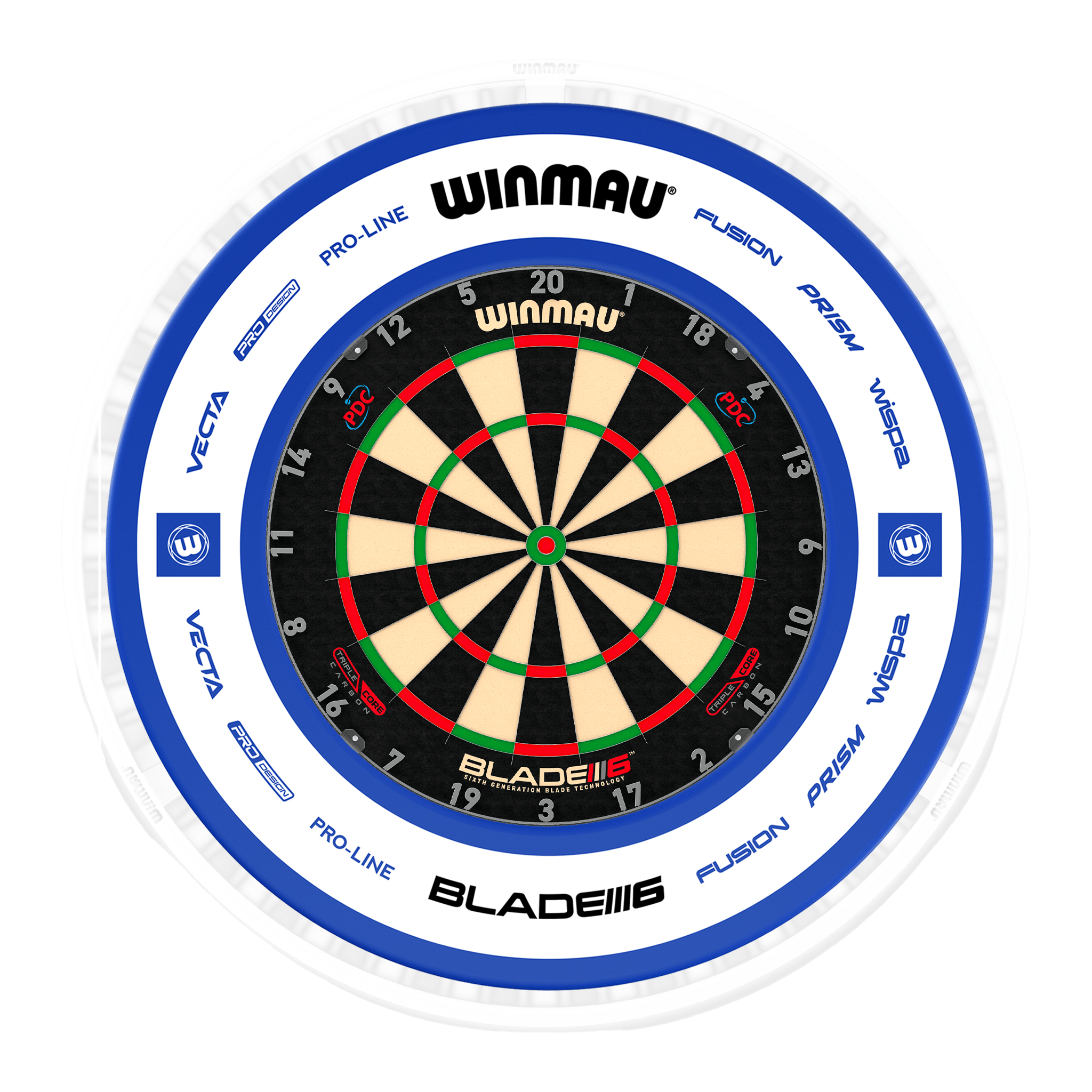 Blade 6 Dartboard, Surround & Ice White Plasma Light Bundle