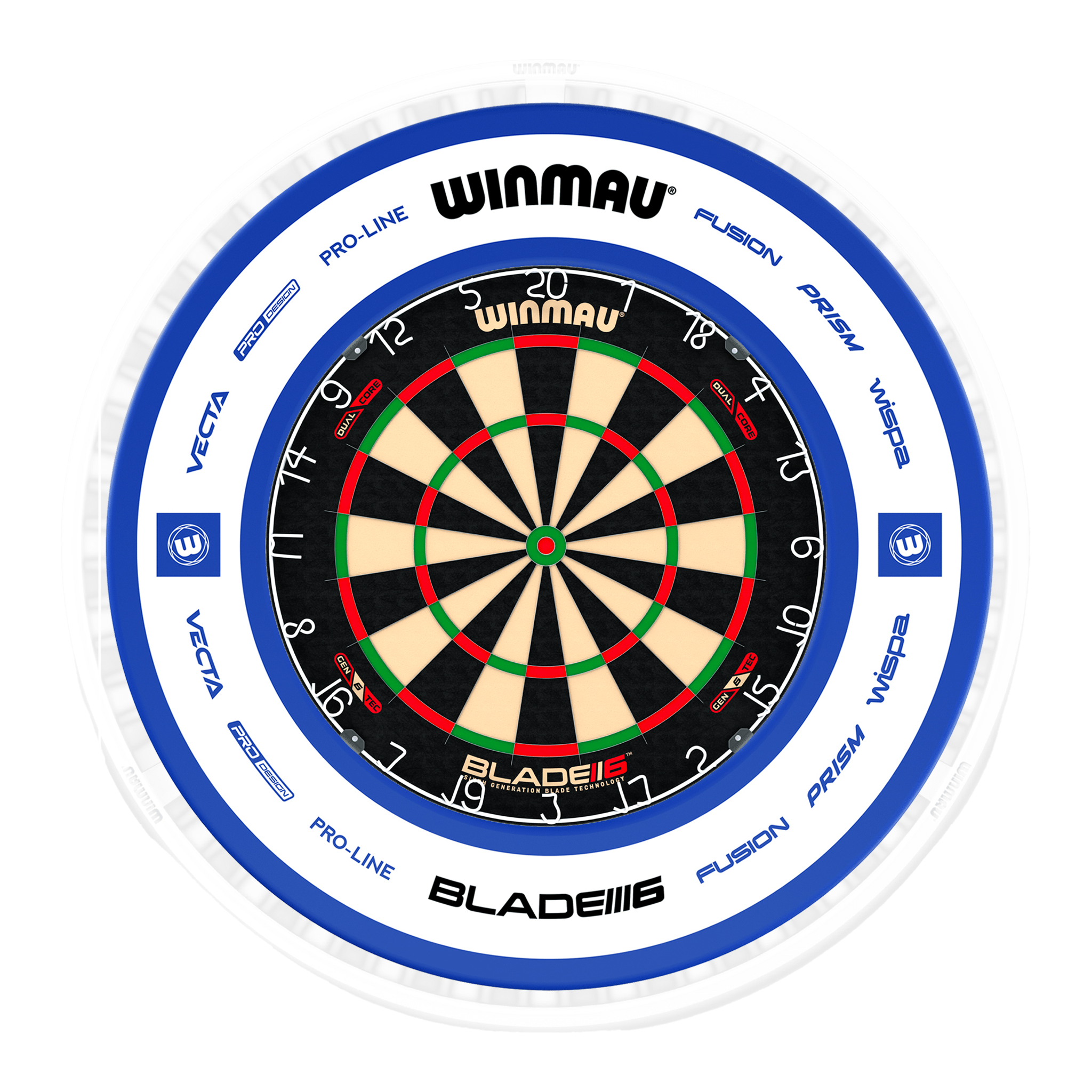 Blade 6 Dartboard, Surround & Ice White Plasma Light Bundle