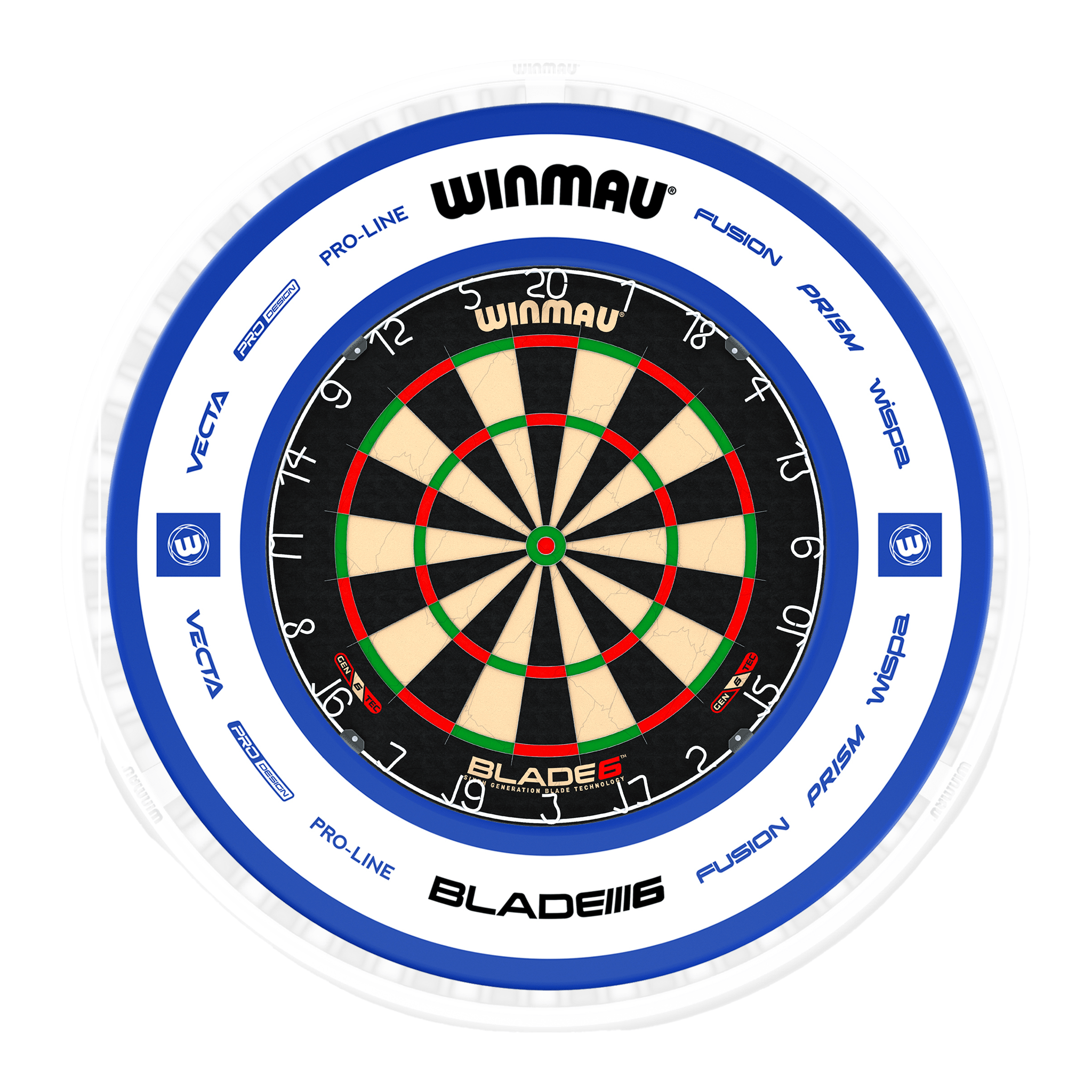 Blade 6 Dartboard, Surround & Ice White Plasma Light Bundle