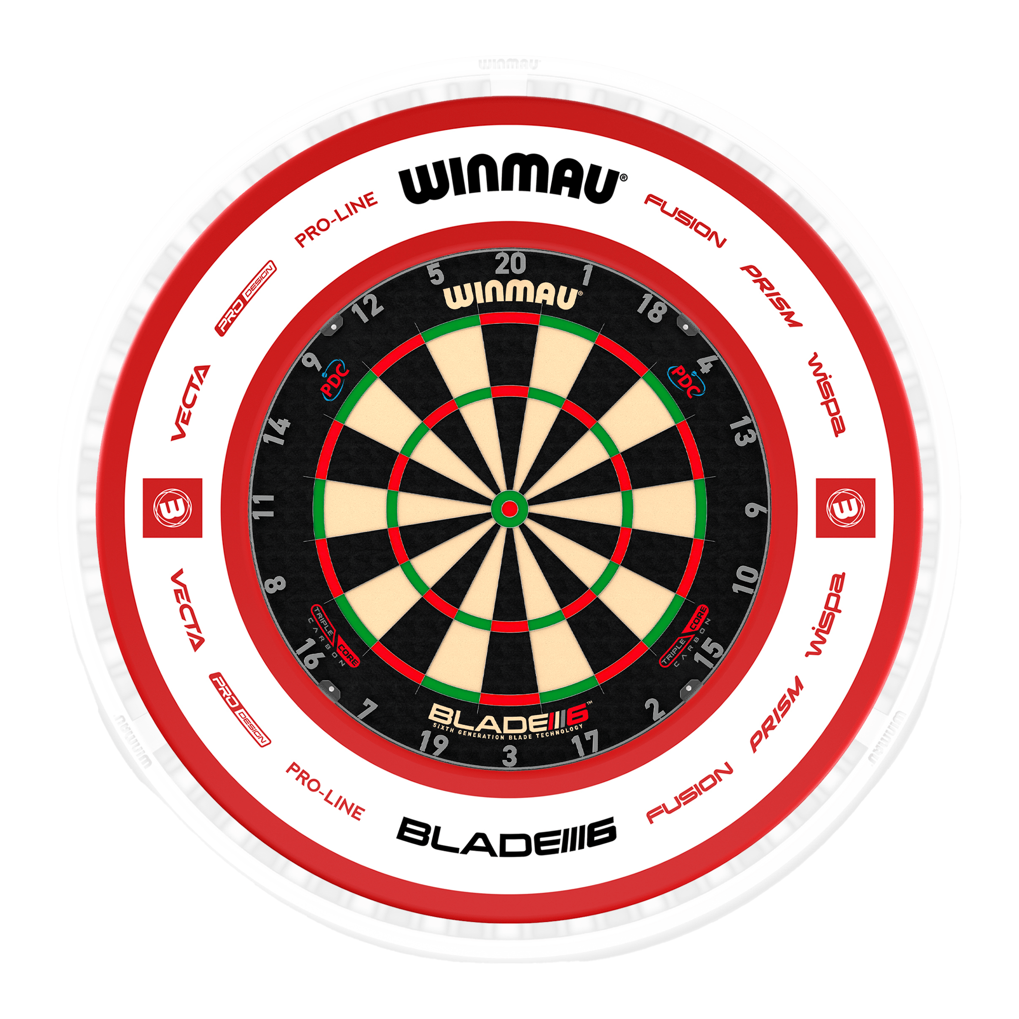Blade 6 Dartboard, Surround & Ice White Plasma Light Bundle