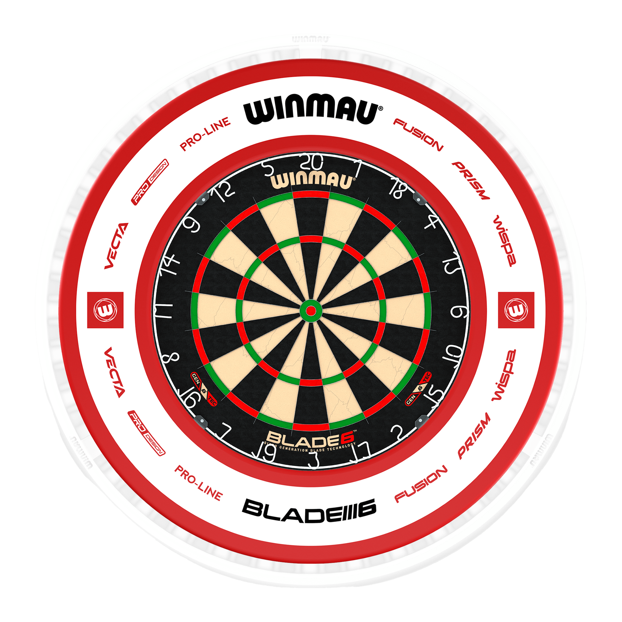 Blade 6 Dartboard, Surround & Ice White Plasma Light Bundle