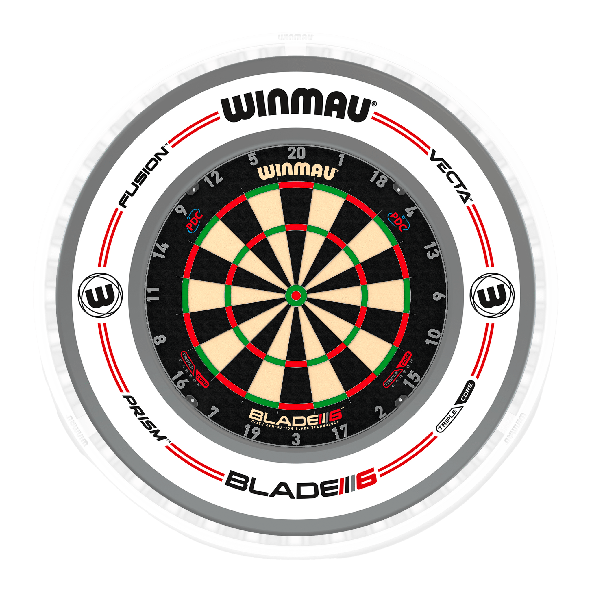 Blade 6 Dartboard, Surround & Ice White Plasma Light Bundle