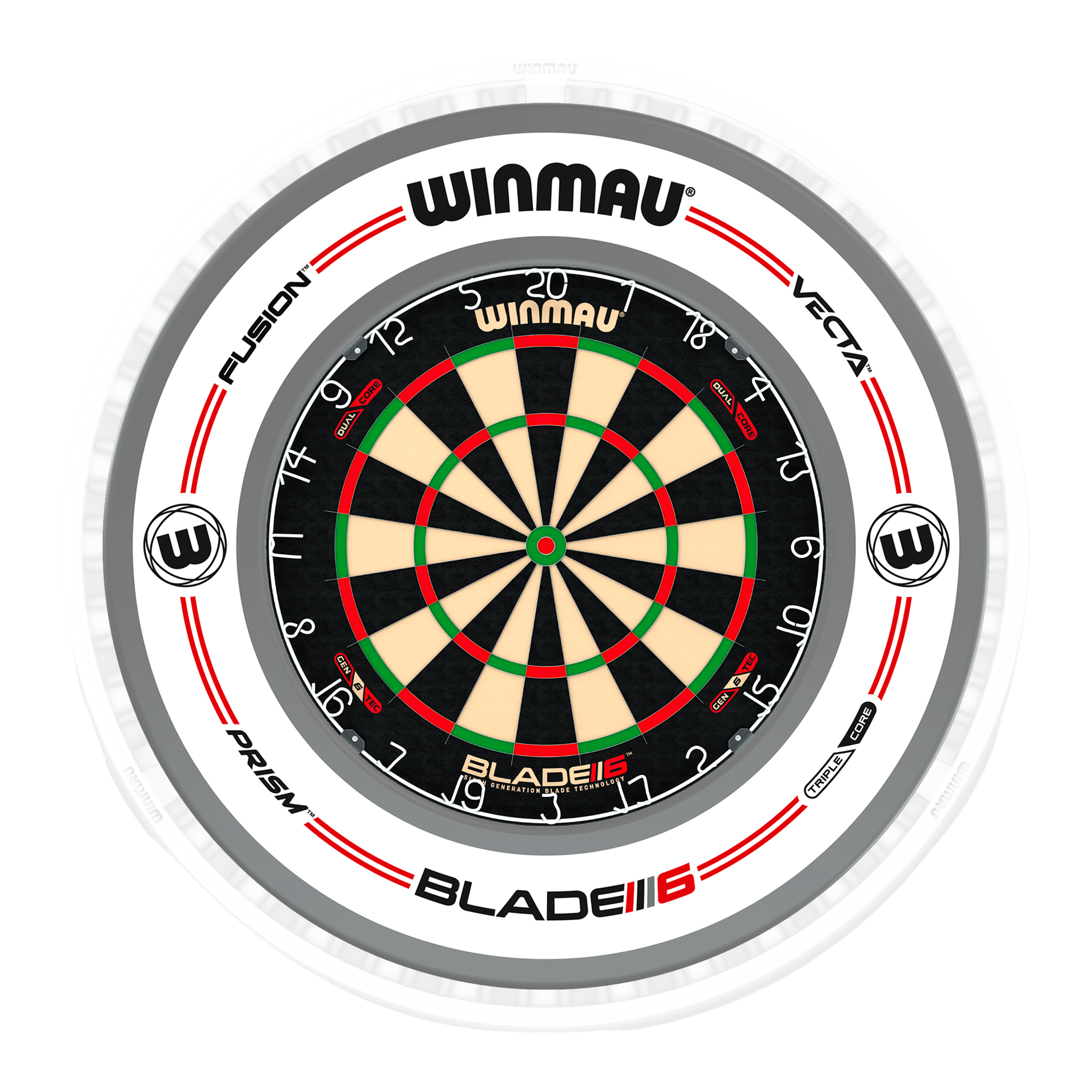 Blade 6 Dartboard, Surround & Ice White Plasma Light Bundle