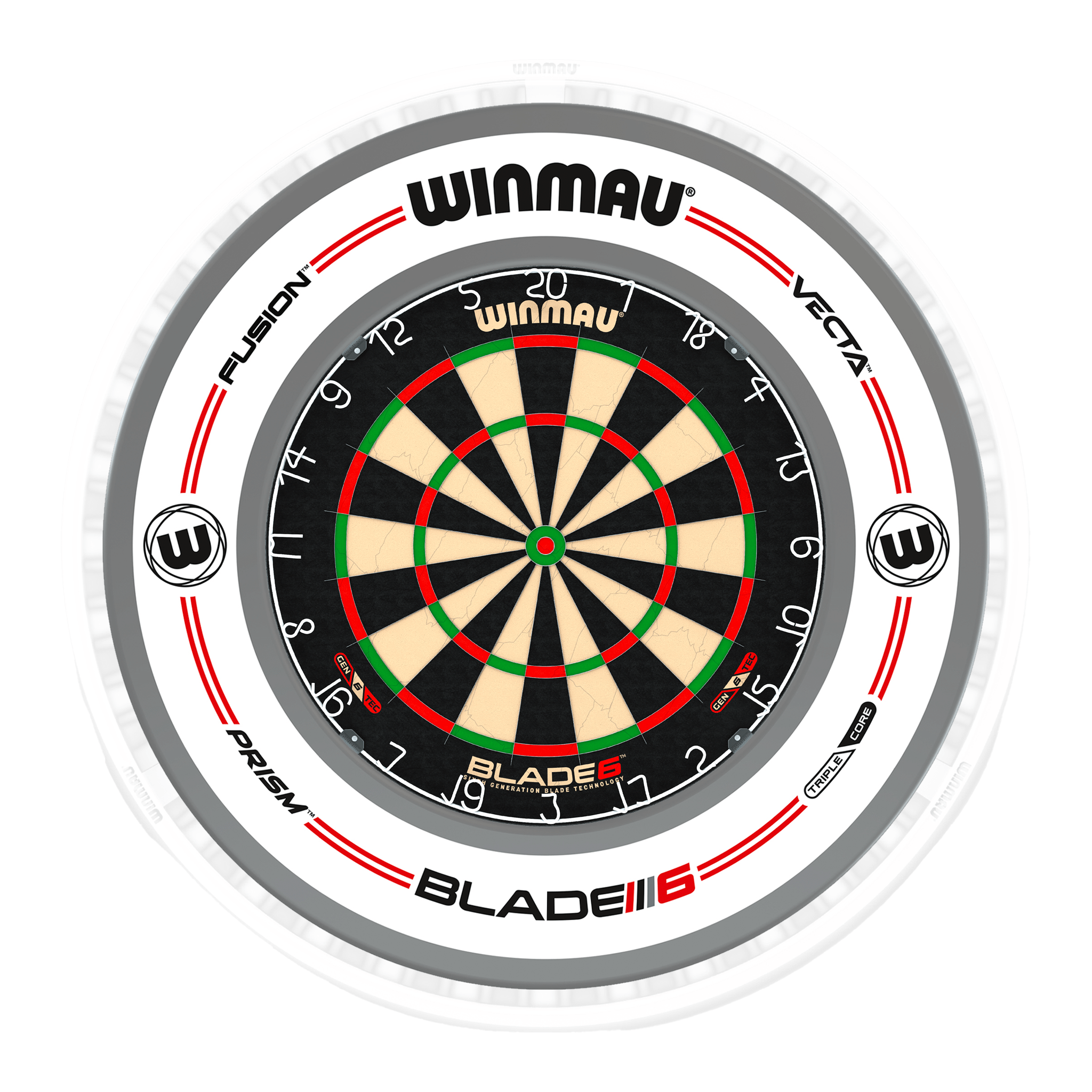 Blade 6 Dartboard, Surround & Ice White Plasma Light Bundle