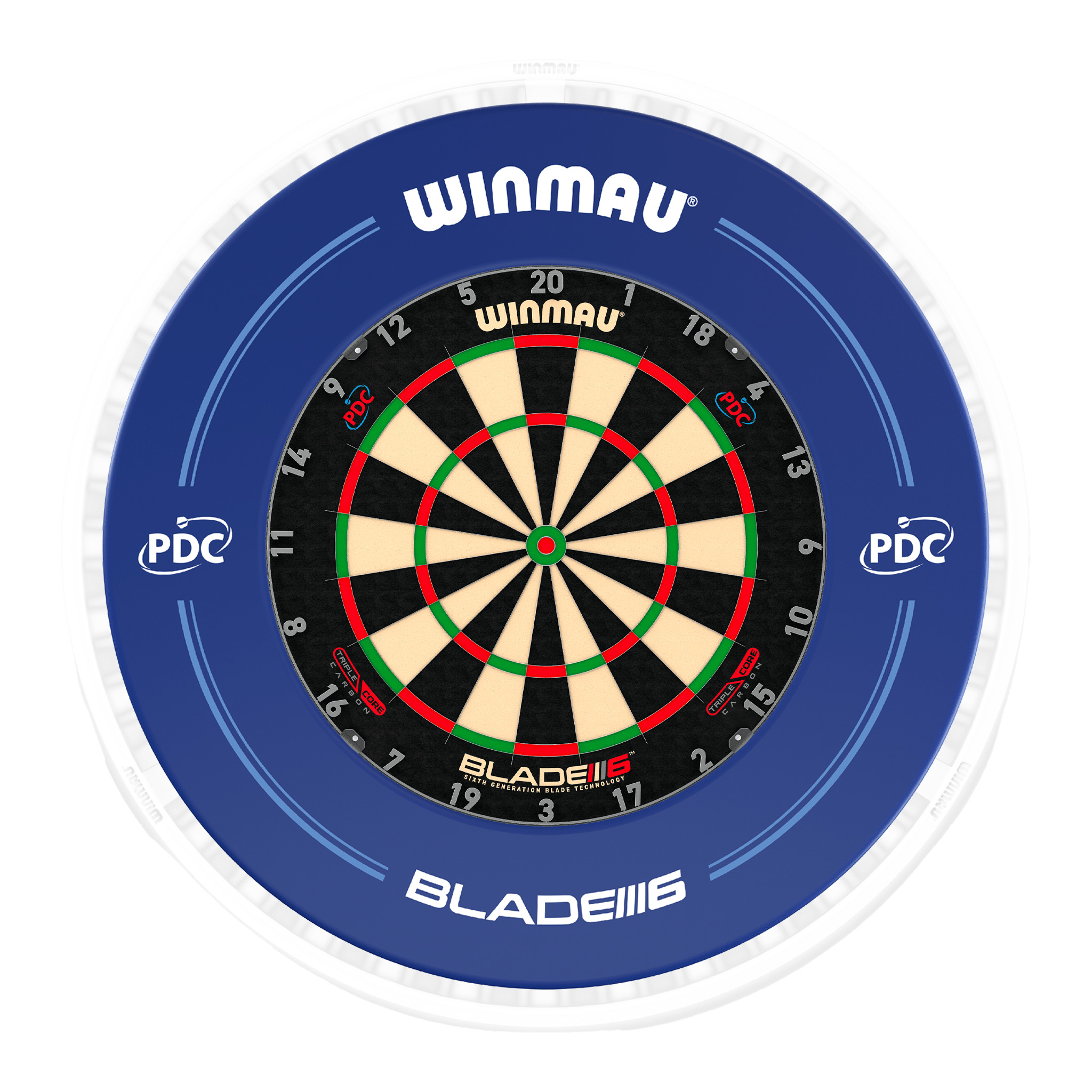 Blade 6 Dartboard, Surround & Ice White Plasma Light Bundle