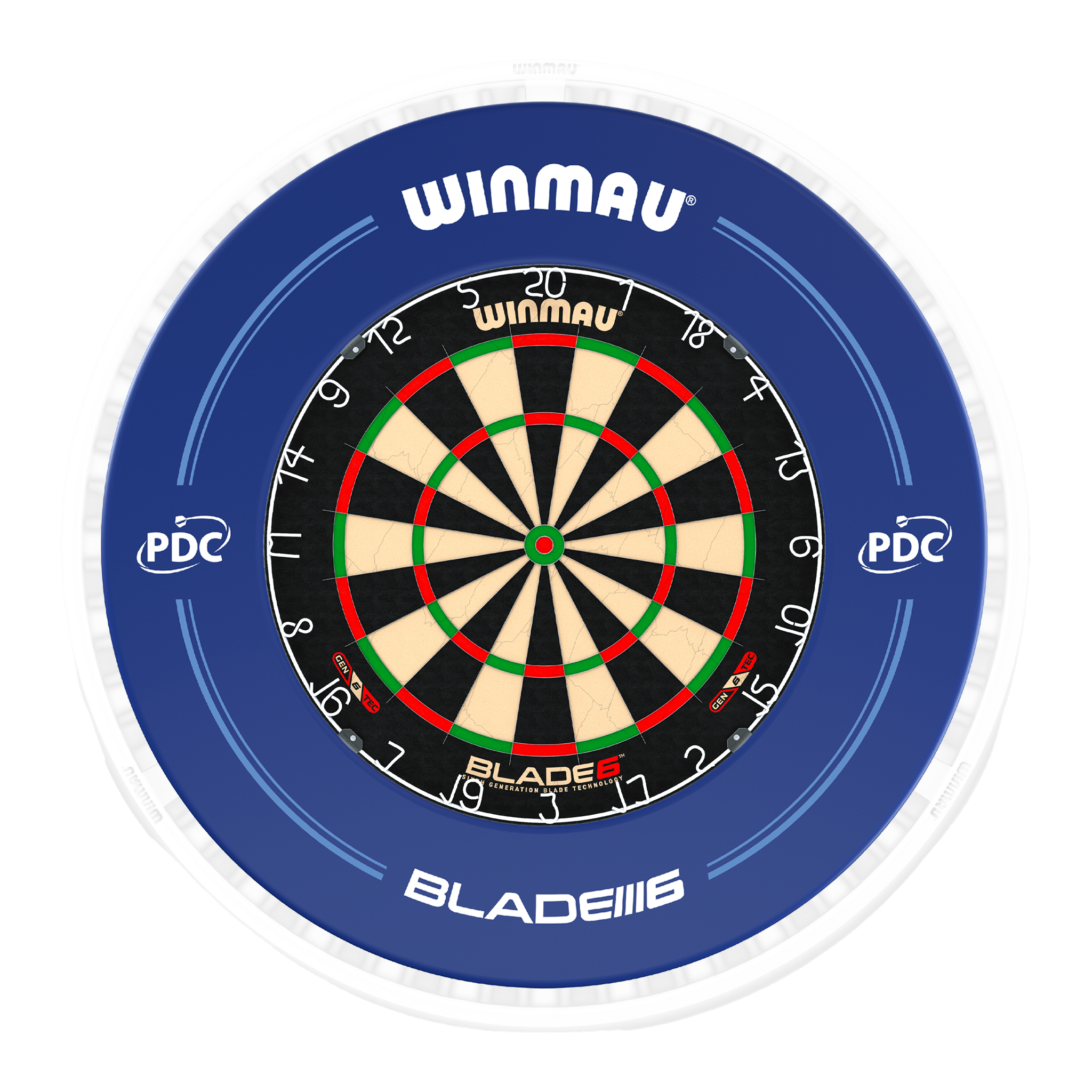 Blade 6 Dartboard, Surround & Ice White Plasma Light Bundle
