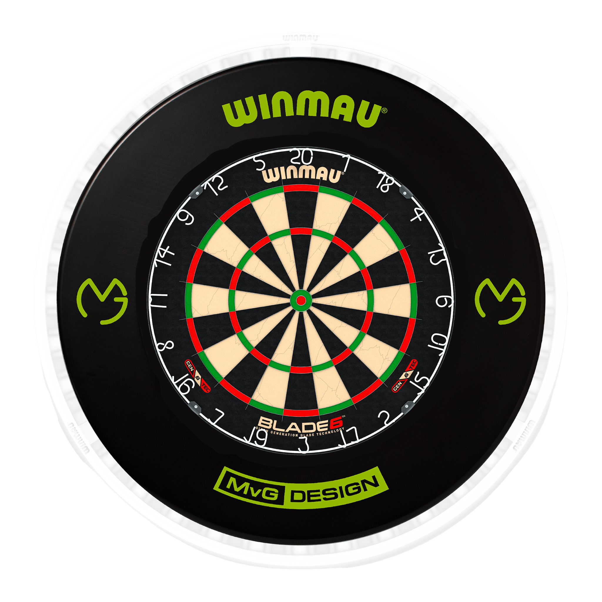 Blade 6 Dartboard, Surround & Ice White Plasma Light Bundle