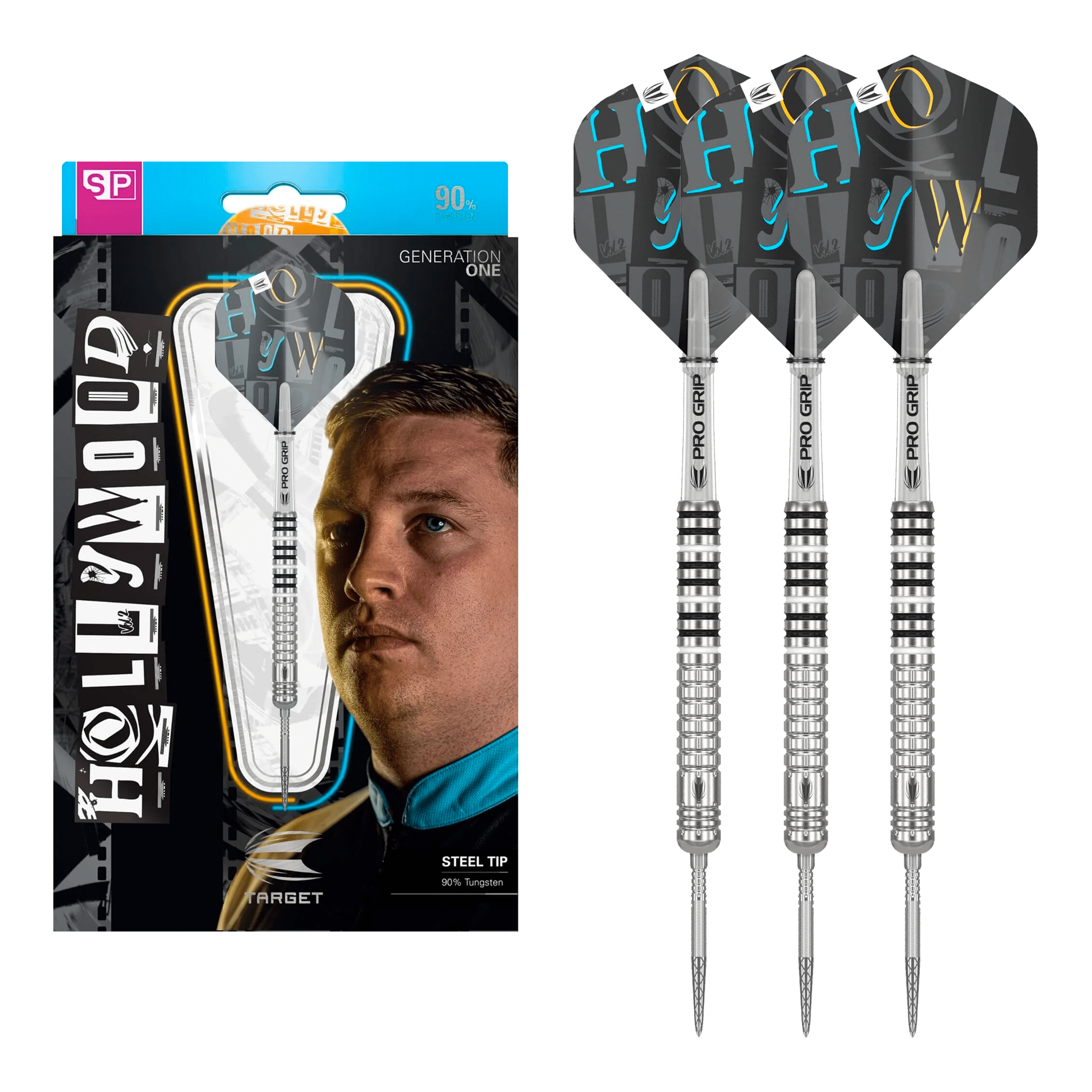 Chris Dobey Hollywood Gen 1 Swiss Point - 90% Tungsten Steel Tip Darts