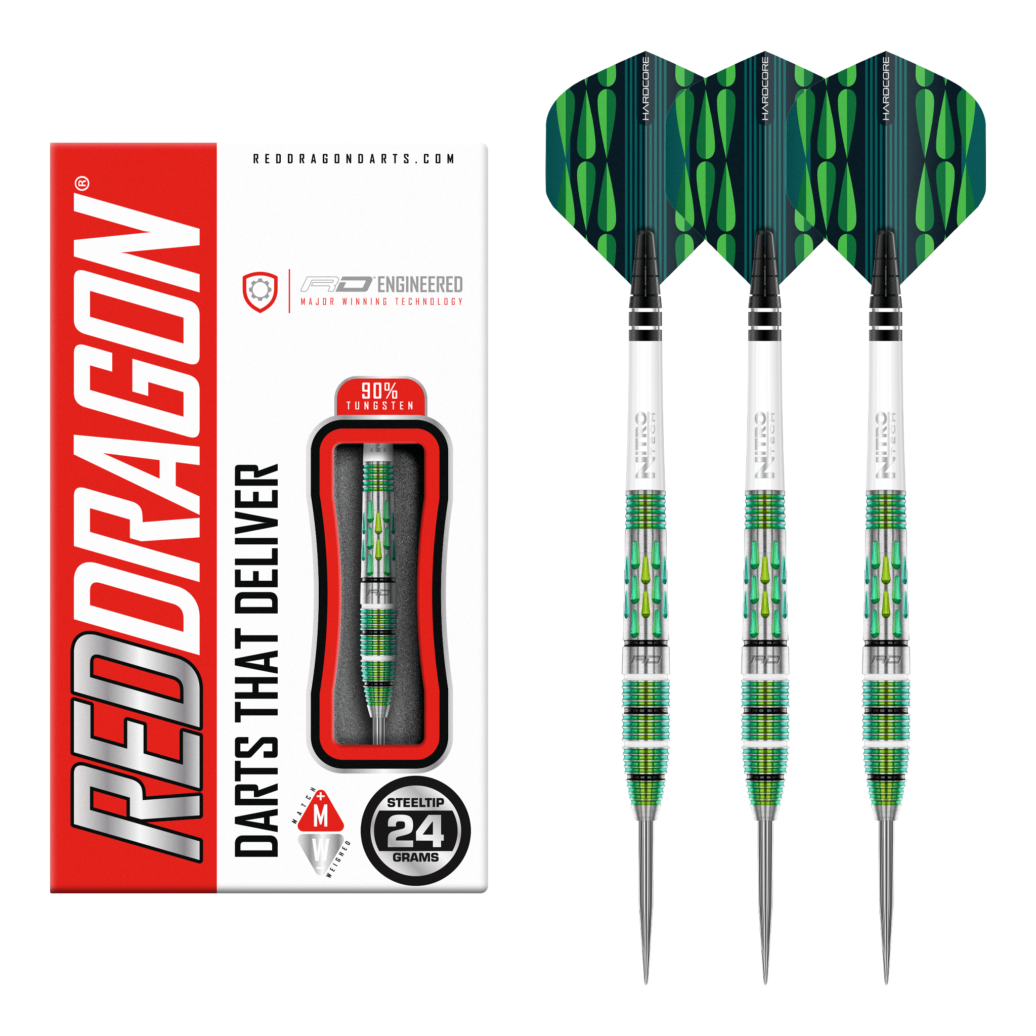 Artura 2 Green - 90% Tungsten Steel Tip Darts