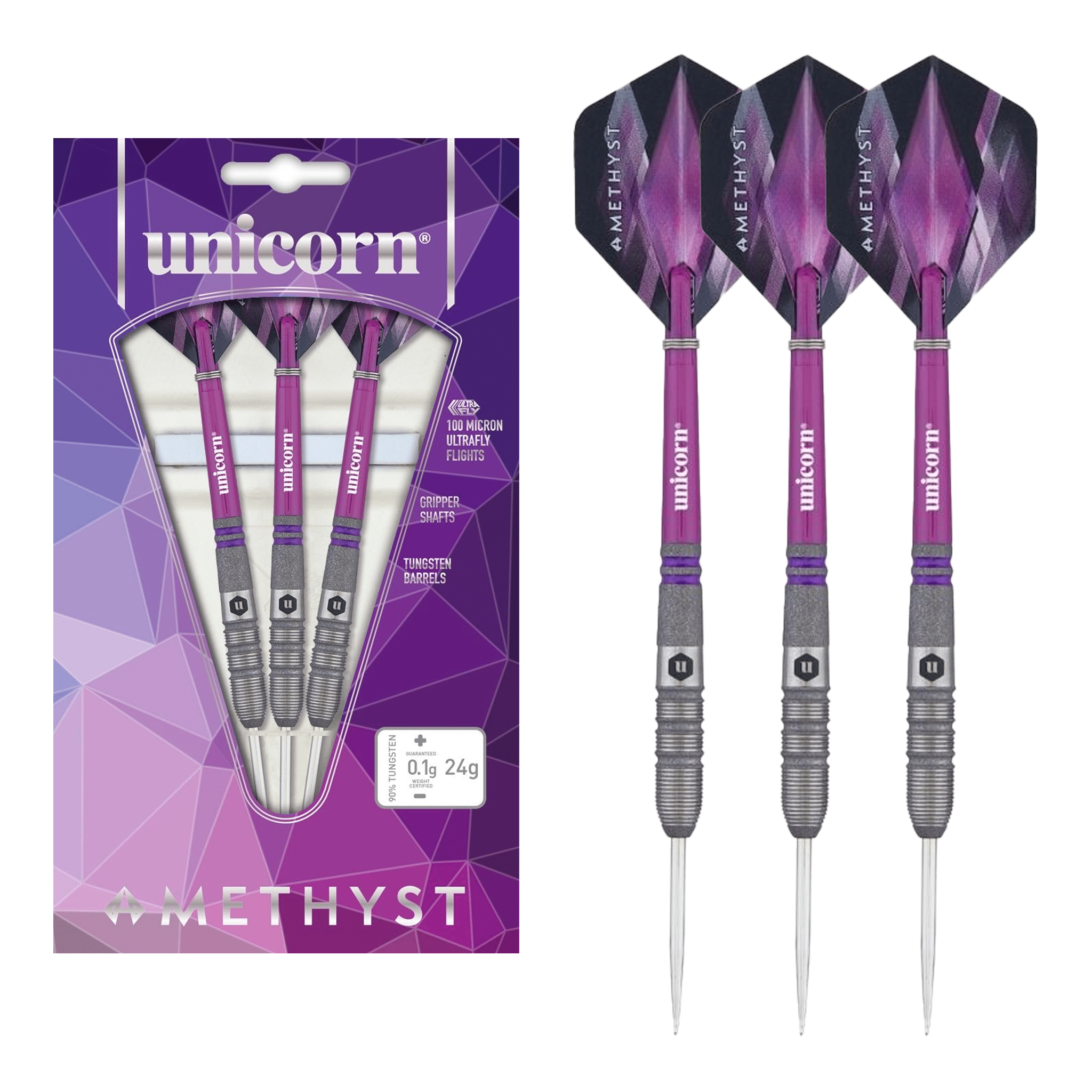 Amethyst 3 - 90% Tungsten Steel Tip Darts