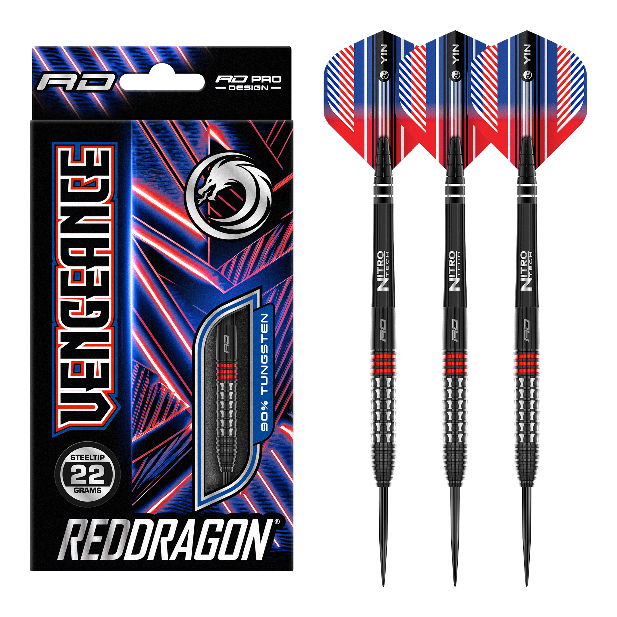 Vengeance Red - 90% Tungsten Steel Tip Darts