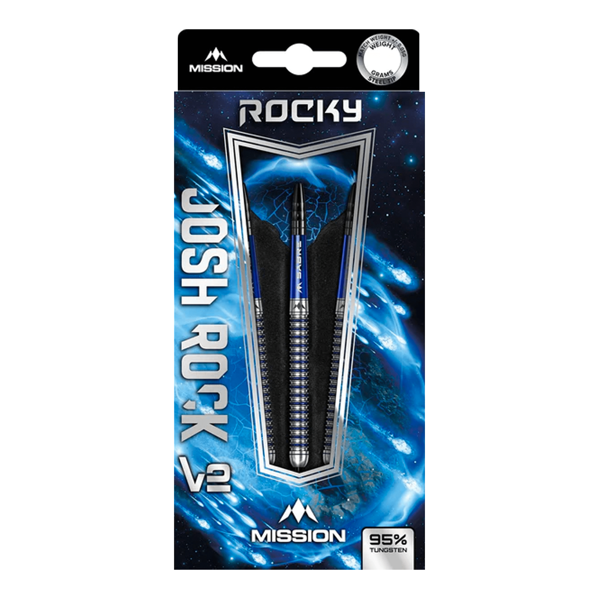 Josh Rock Silver & Blue - 95% Tungsten Steel Tip Darts