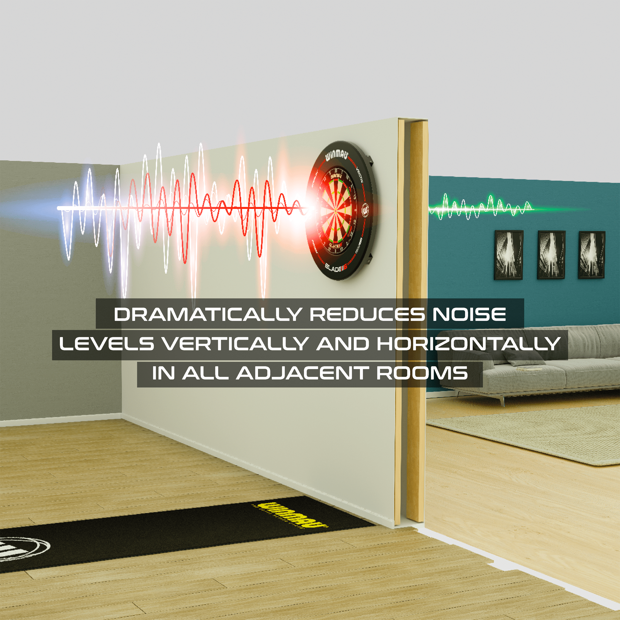 Wispa Sound Reduction System & Dartboard Light Bundle