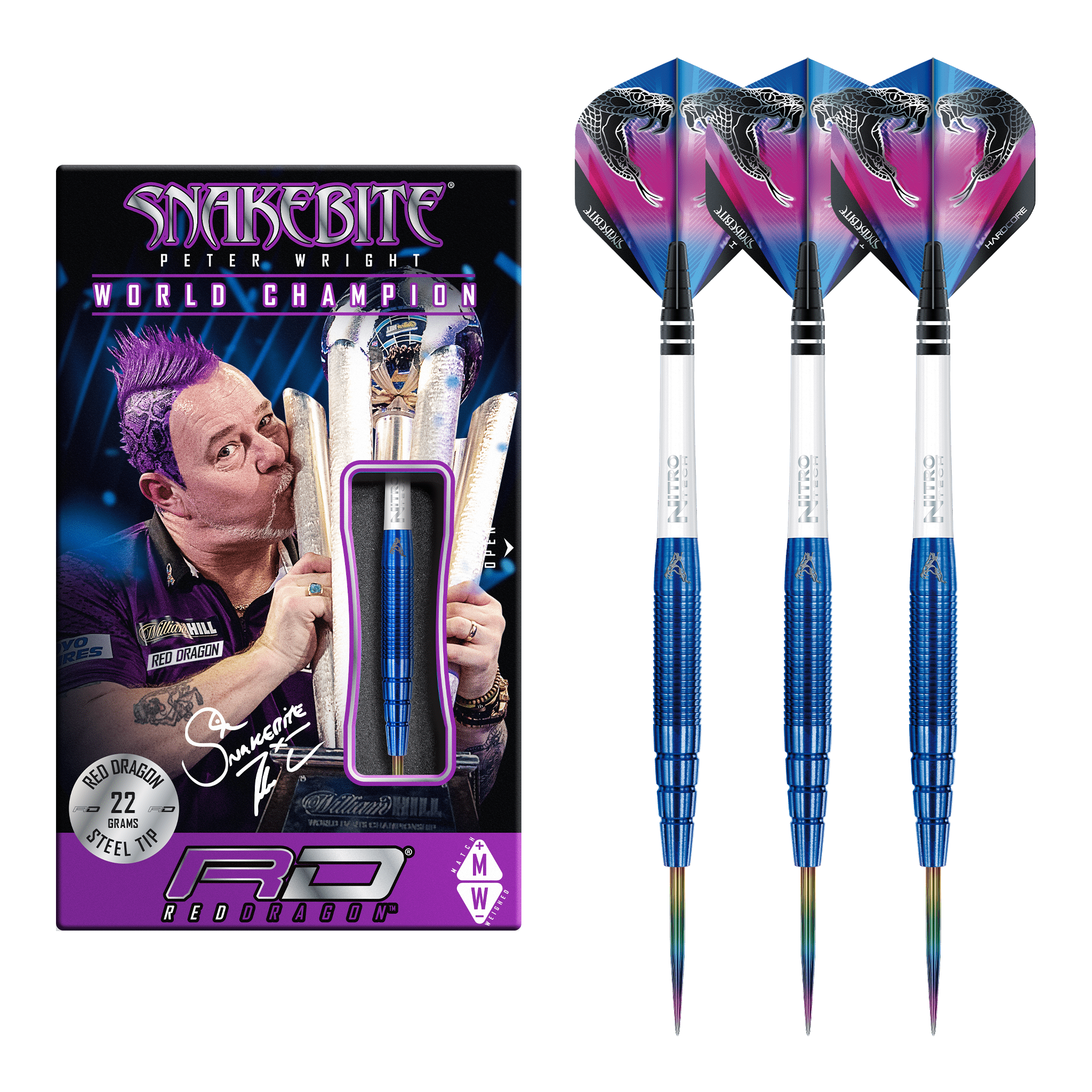 Peter Wright PL15 Blue - 90% Tungsten Steel Tip Darts