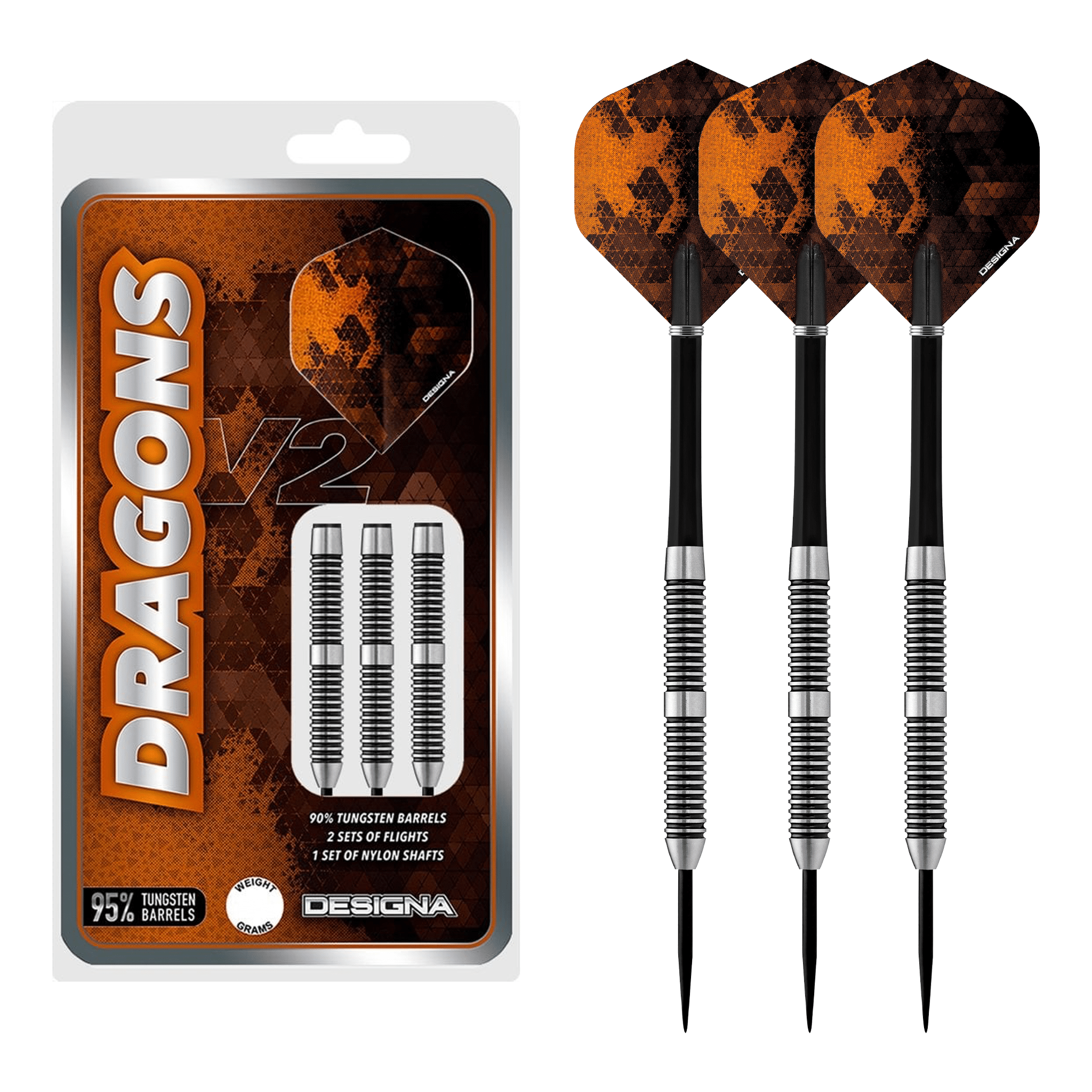 Dragons 95 V2 - 95% Tungsten Steel Tip Darts