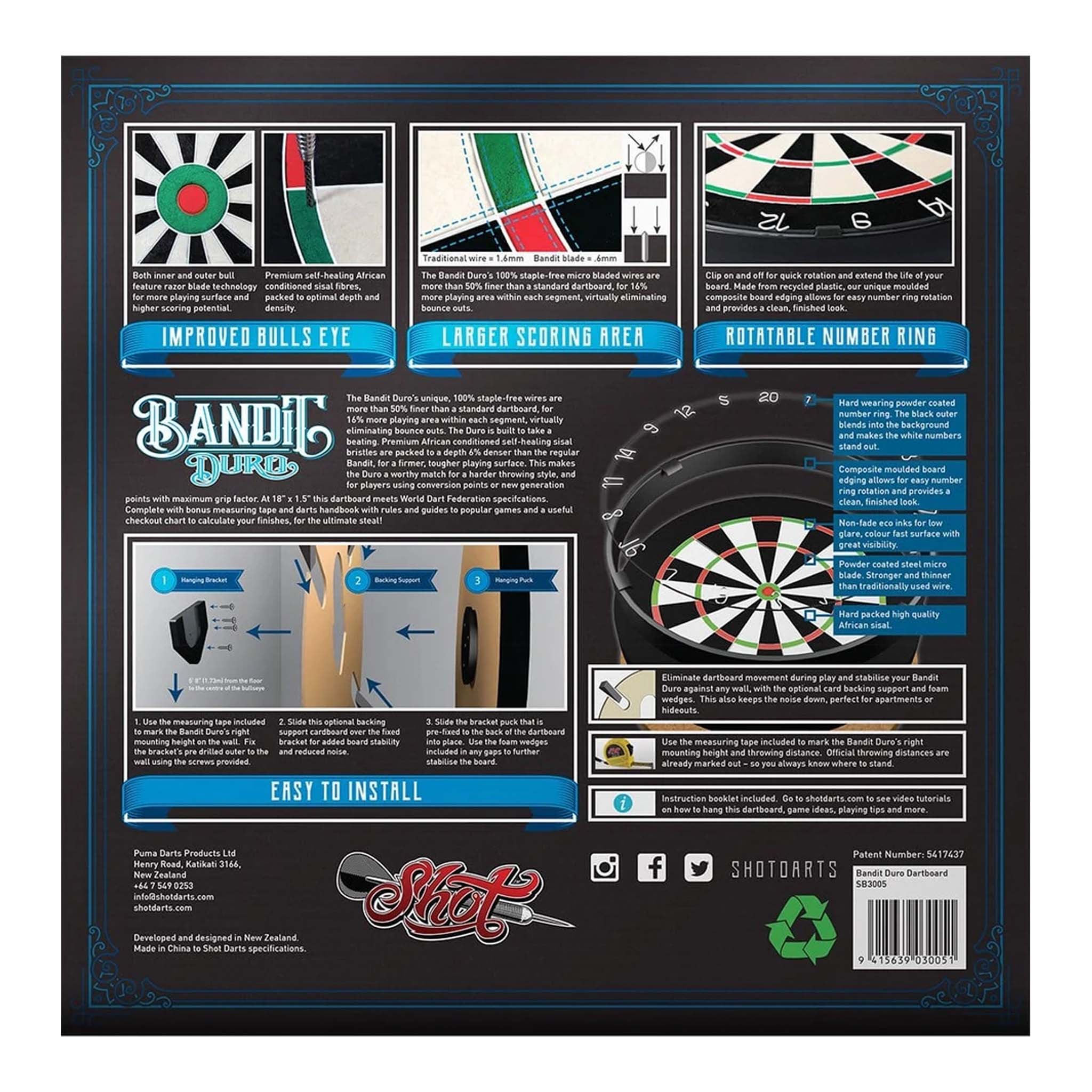Bandit Duro - Hard Packed Dartboard