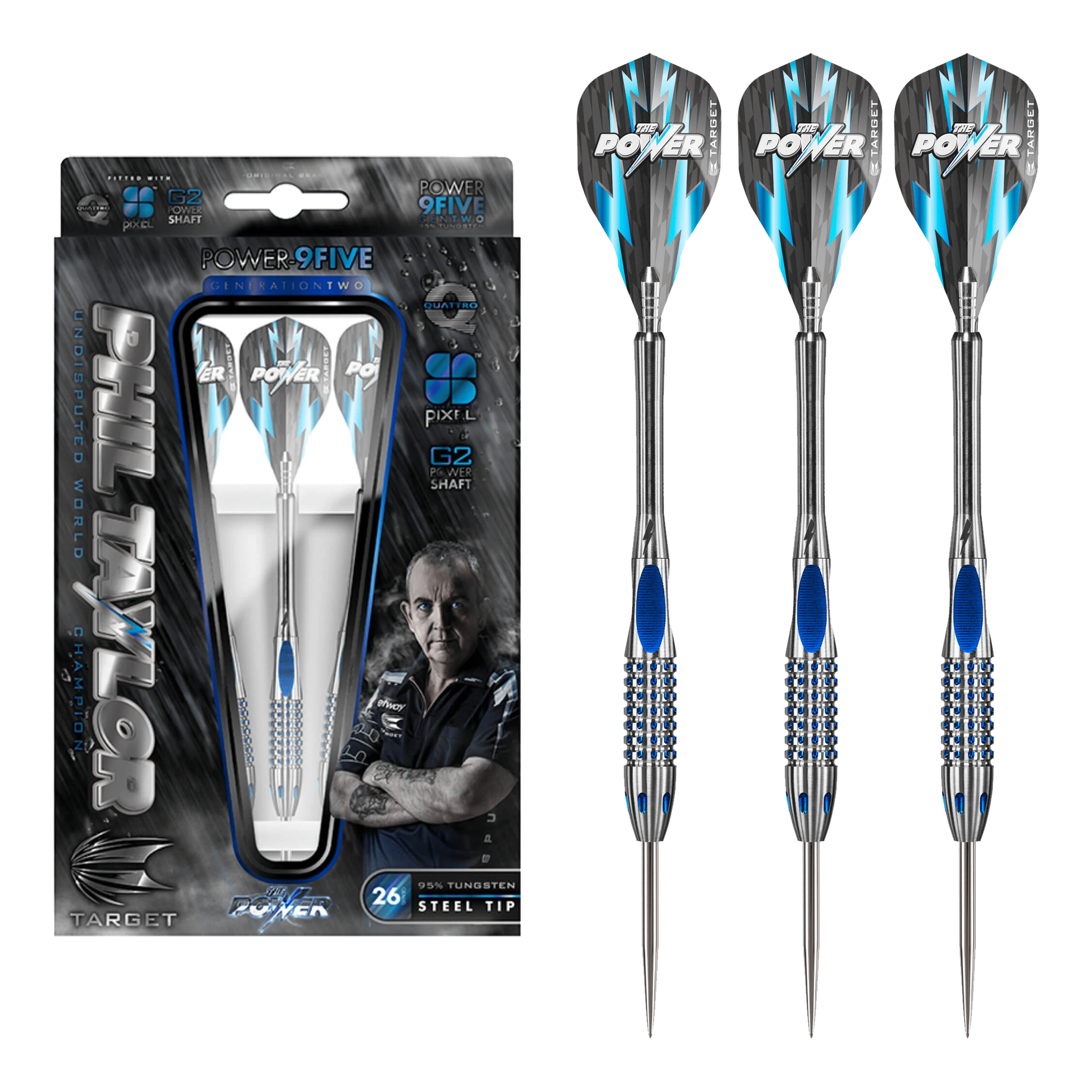 Phil Taylor Power 9Five Gen 2 - 95% Tungsten Steel Tip Darts