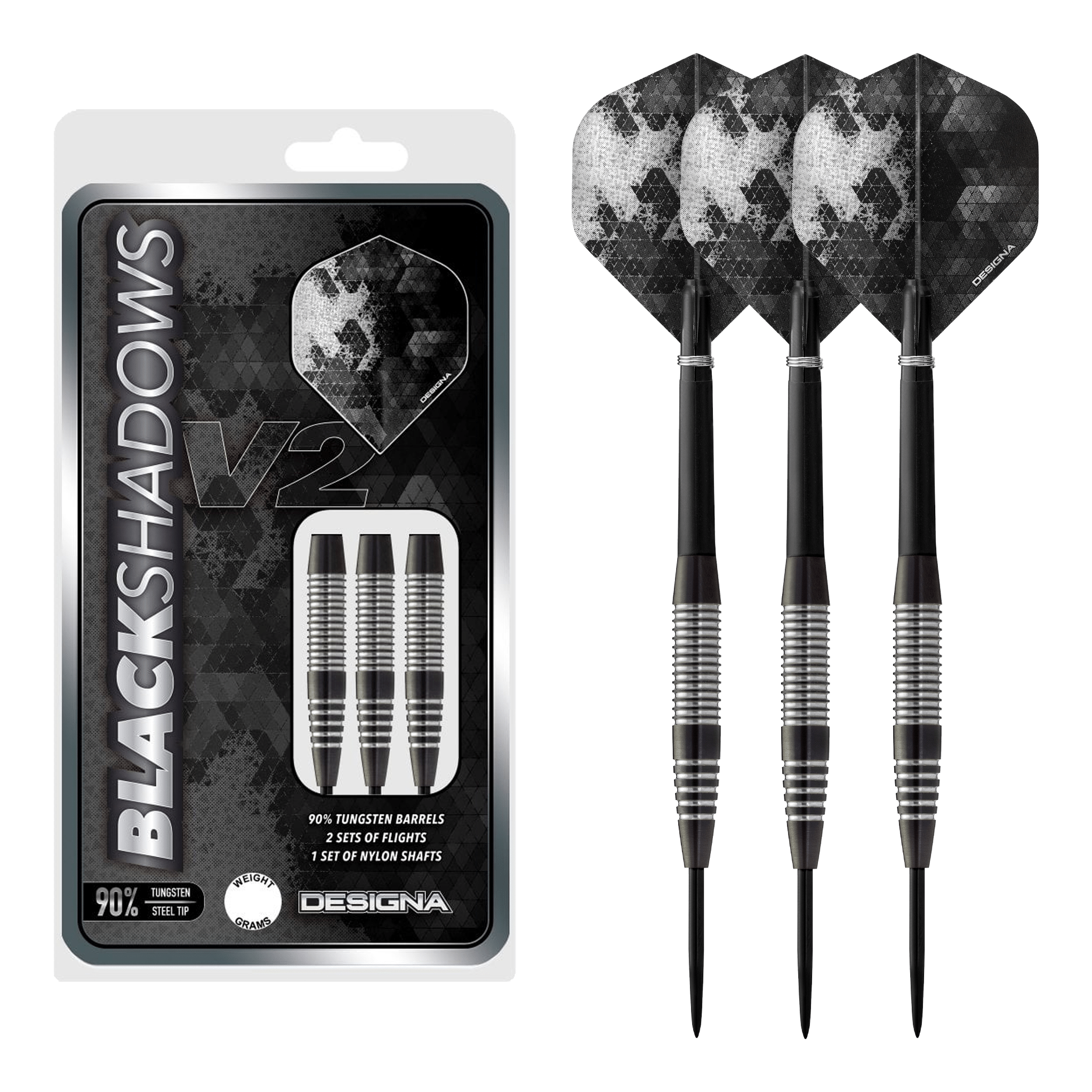 Black Shadow V2 M3 - 90% Tungsten Steel Tip Darts