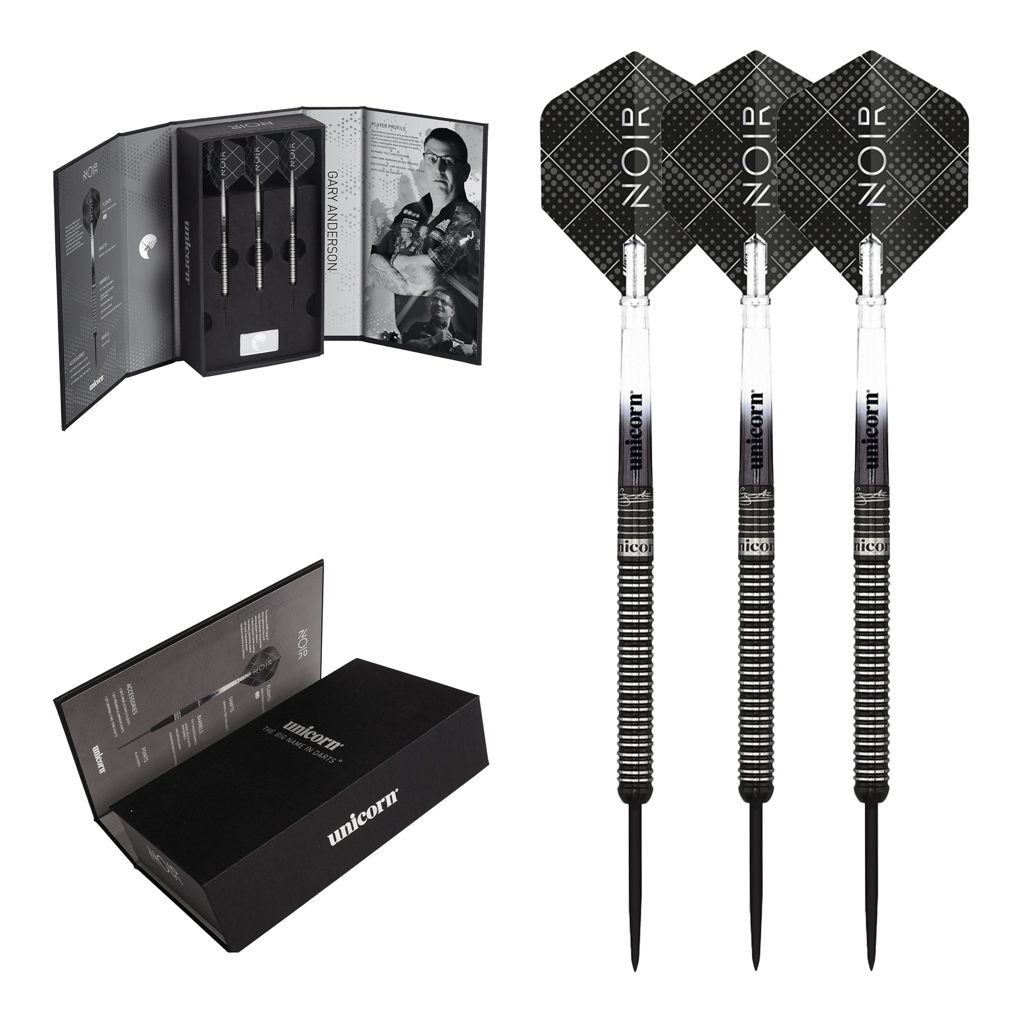 Gary Anderson Noir - 90% Tungsten Steel Tip Darts